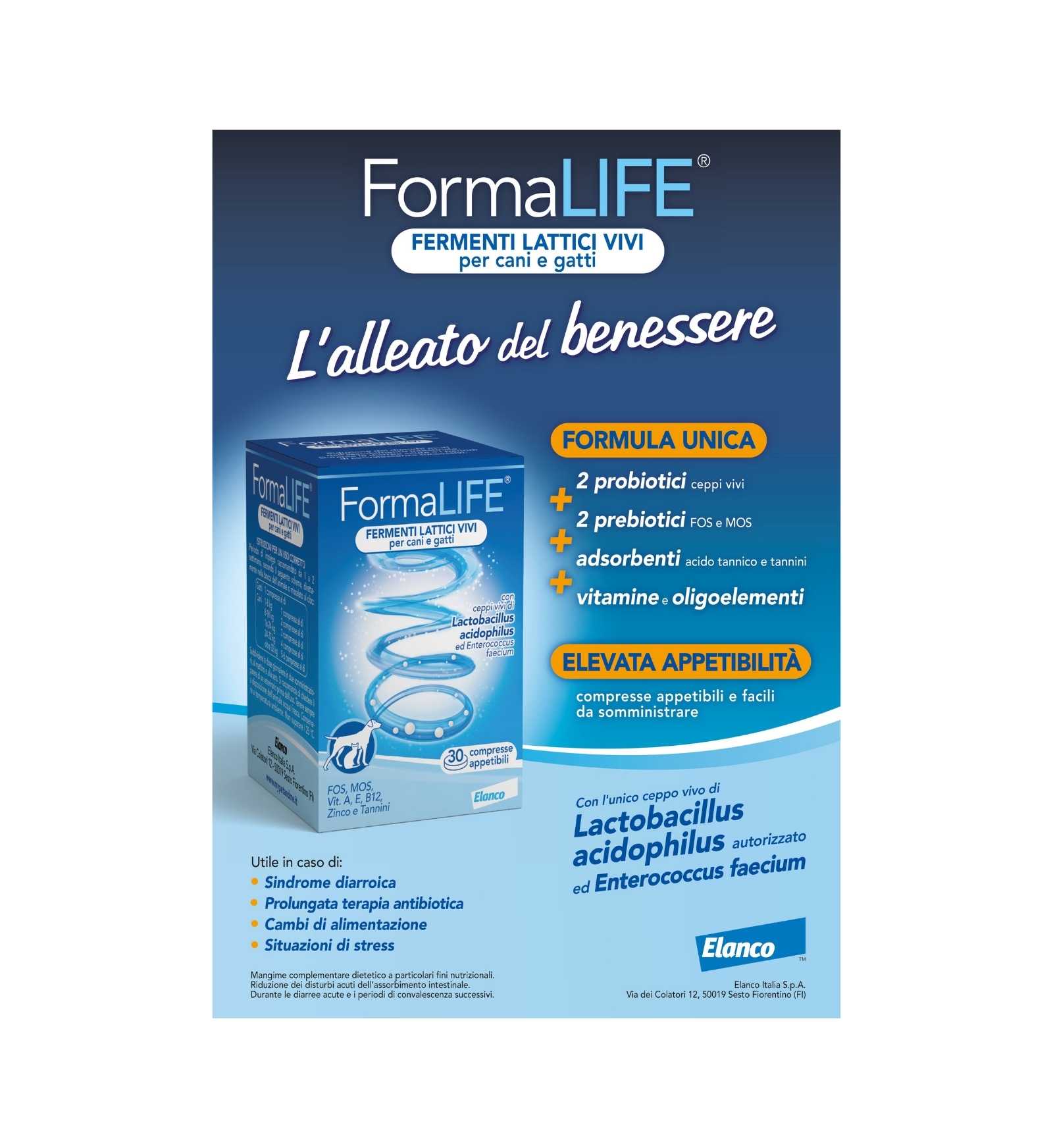 BAYER CANE E GATTO FORMALIFE PLUS FERMENTI LATTICI VIVI DA 30 COMPRESSE