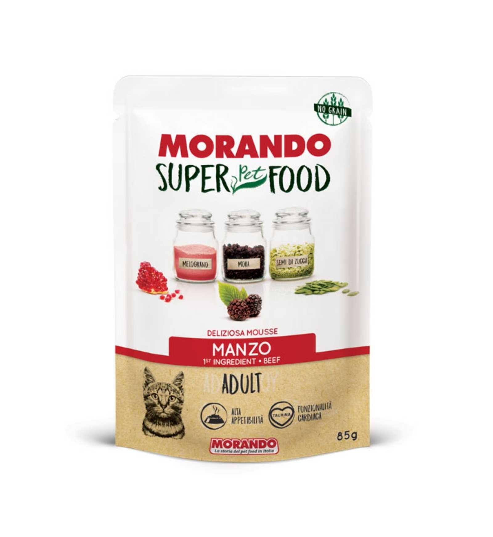 MORANDO SUPER PET FOOD GATTO ADULT MOUSSE AL MANZO DA 85 GR IN BUSTA