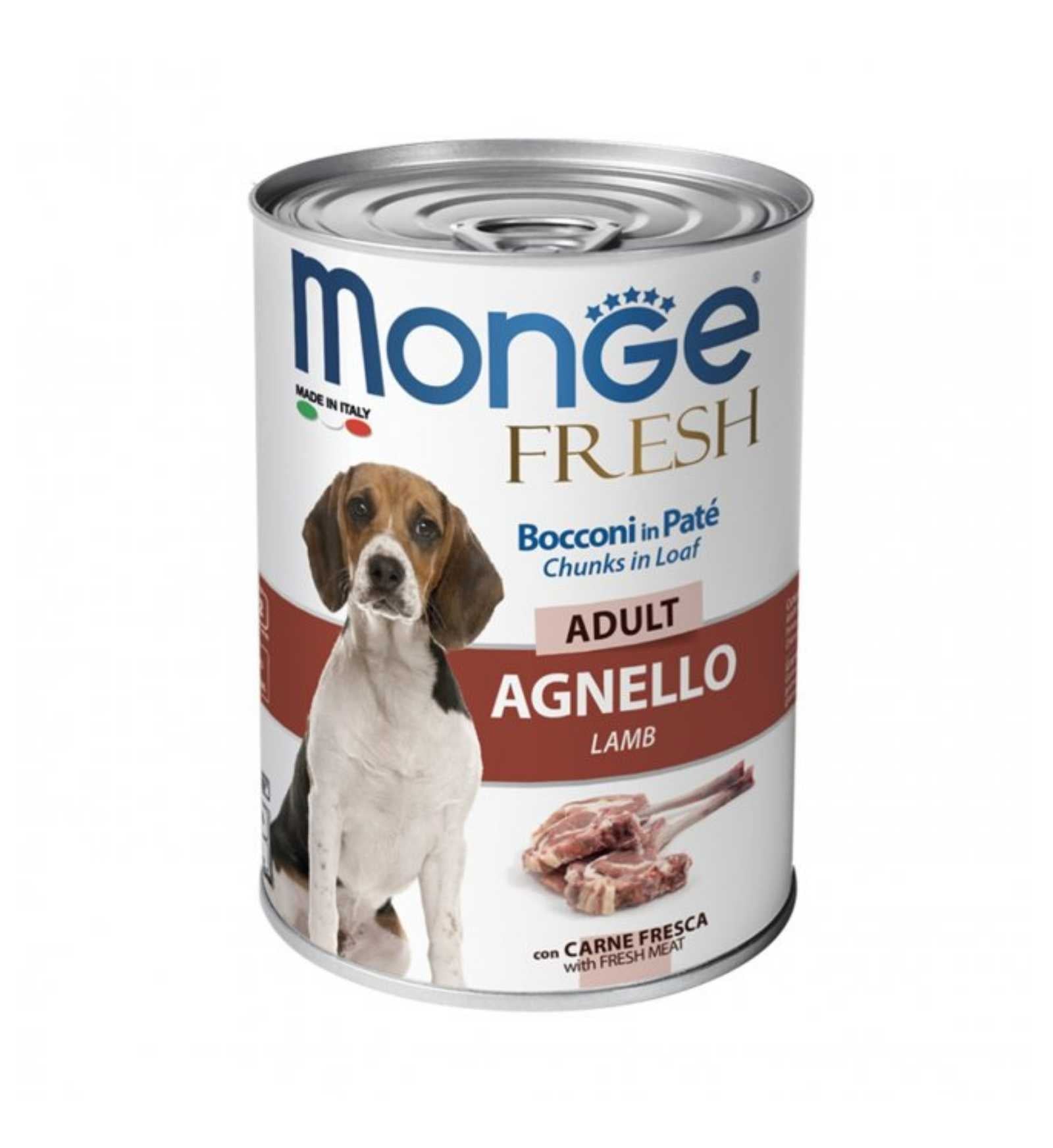 MONGE CANE FRESH ADULT BOCCONI IN PATE' ALL' AGNELLO DA 400 GR IN LATTINA