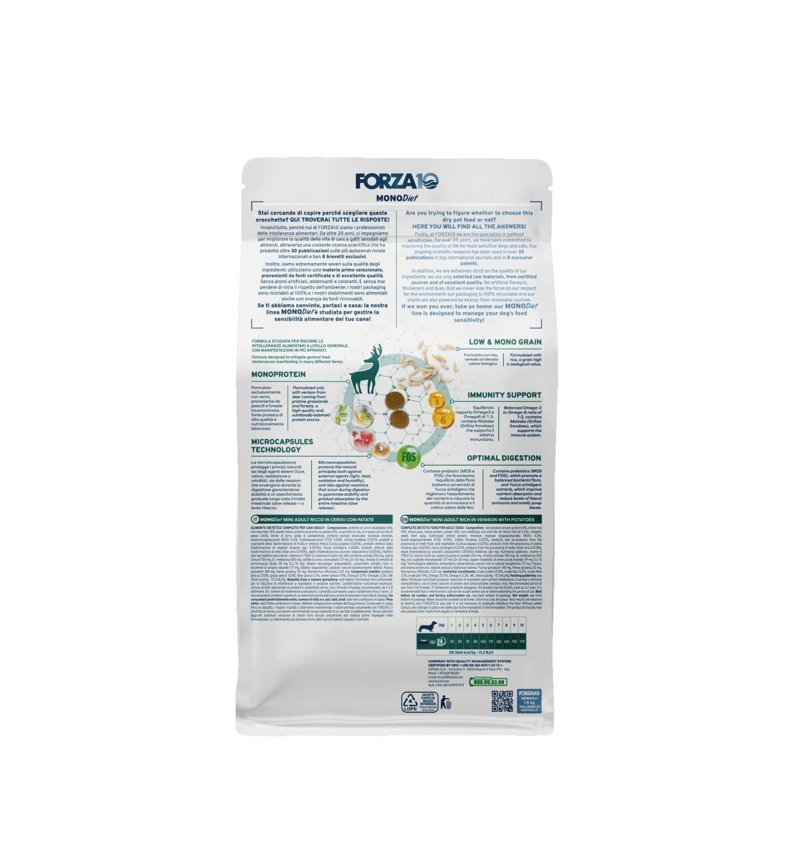 FORZA10 CANE DIET ADULT MINI LOW GRAIN CERVO E PATATE DA 1,5 KG