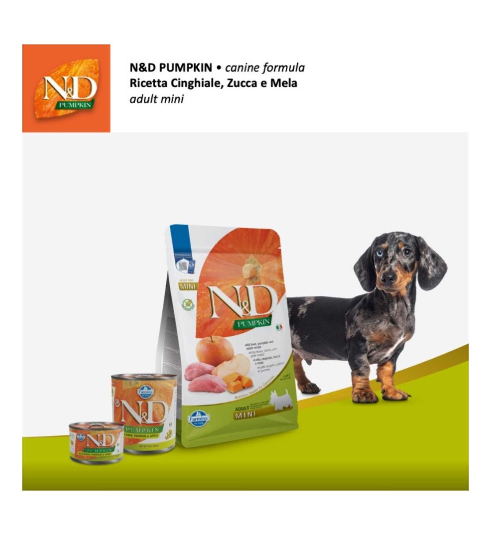 FARMINA N&D CANE GRAIN FREE ADULT MINI CINGHIALE ZUCCA E MELA