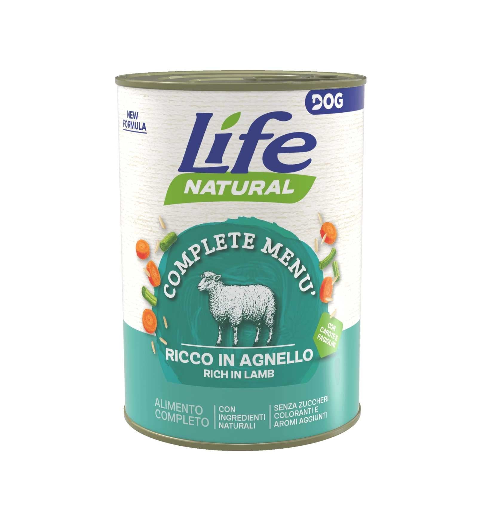 LIFEPETCARE CANE LIFE DOG COMPLETE MENU CON AGNELLO DA 400 GR IN LATTINA