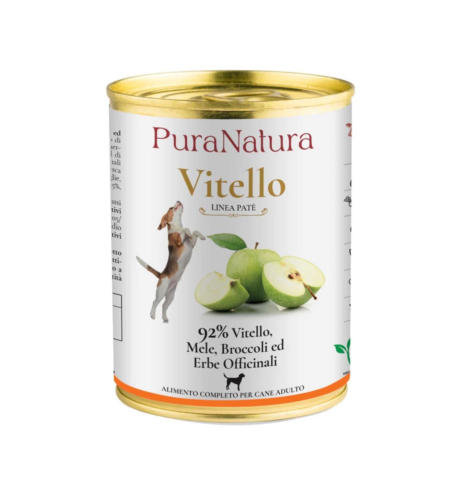 DALLA GRANA PURA NATURA CANE ADULT VITELLO E MELE DA 400 GR IN LATTINA