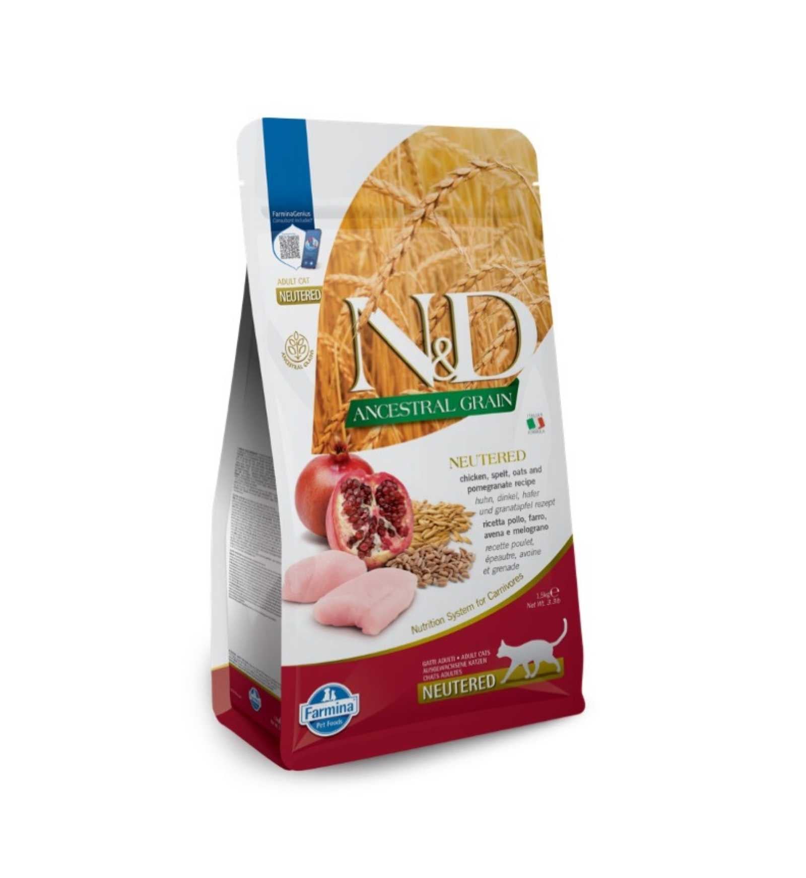 FARMINA N&D ANCESTRAL GATTO NEUTERED LOW GRAIN ADULT POLLO E MELOGRANO