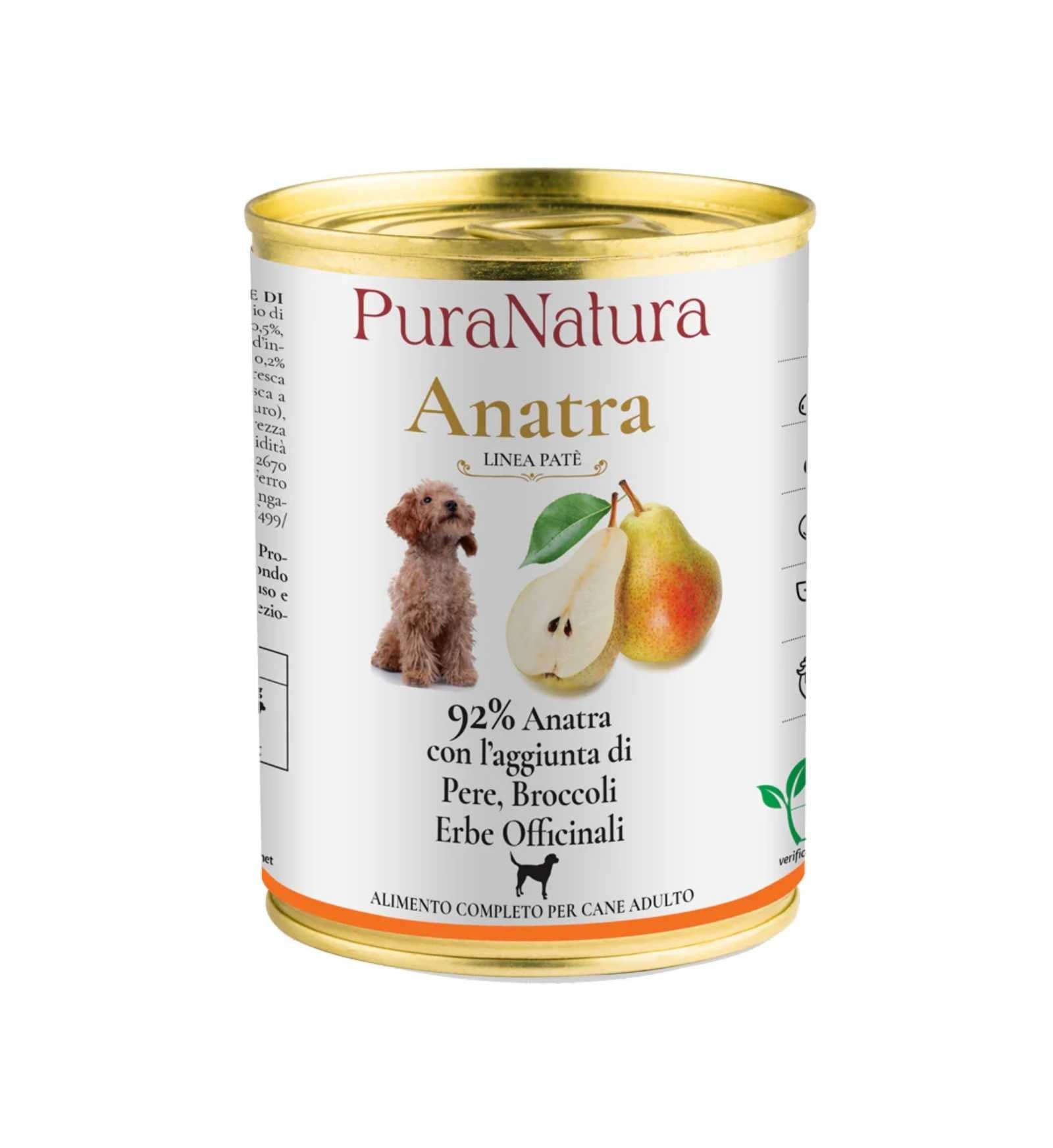 DALLA GRANA PURA NATURA CANE ADULT ANATRA E PERE DA 400 GR IN LATTINA