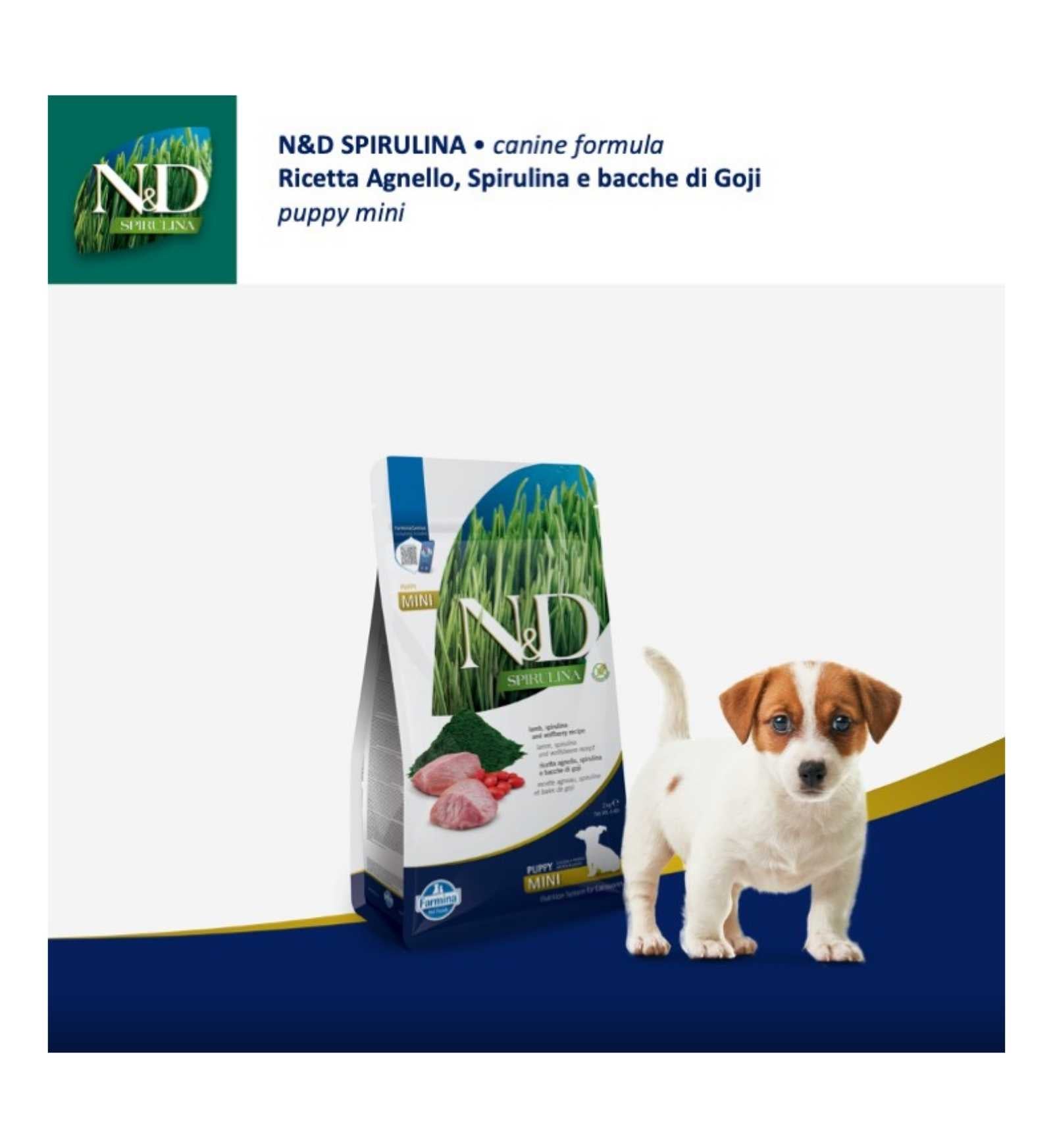 FARMINA N&D DELICIOUS GRAIN FREE CANE PUPPY MINI SPIRULINA AGNELLO DA 2 KG