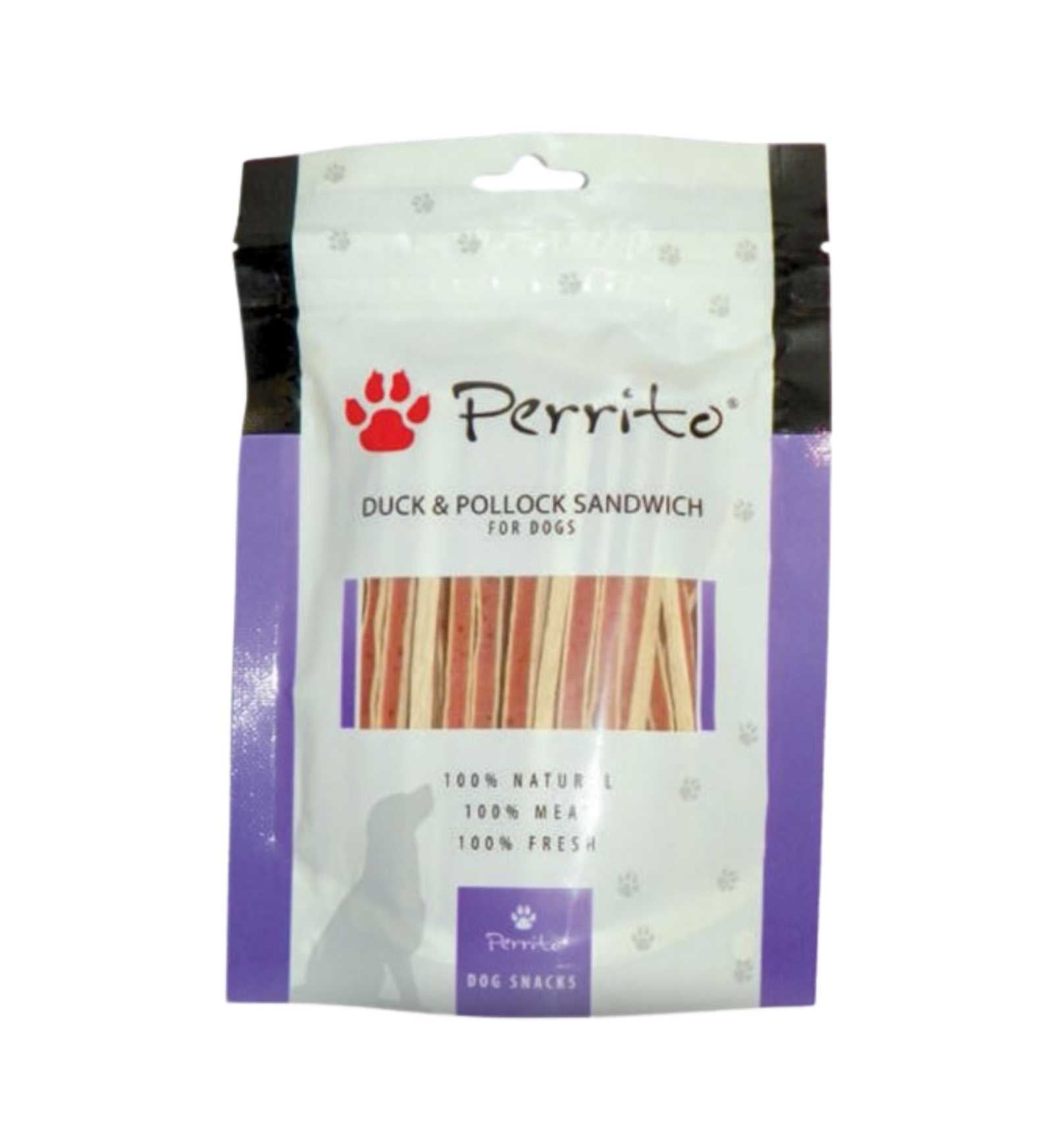 PERRITO CANE SNACK SANDWICH DI ANATRA E BACCALA' DA 100 GR