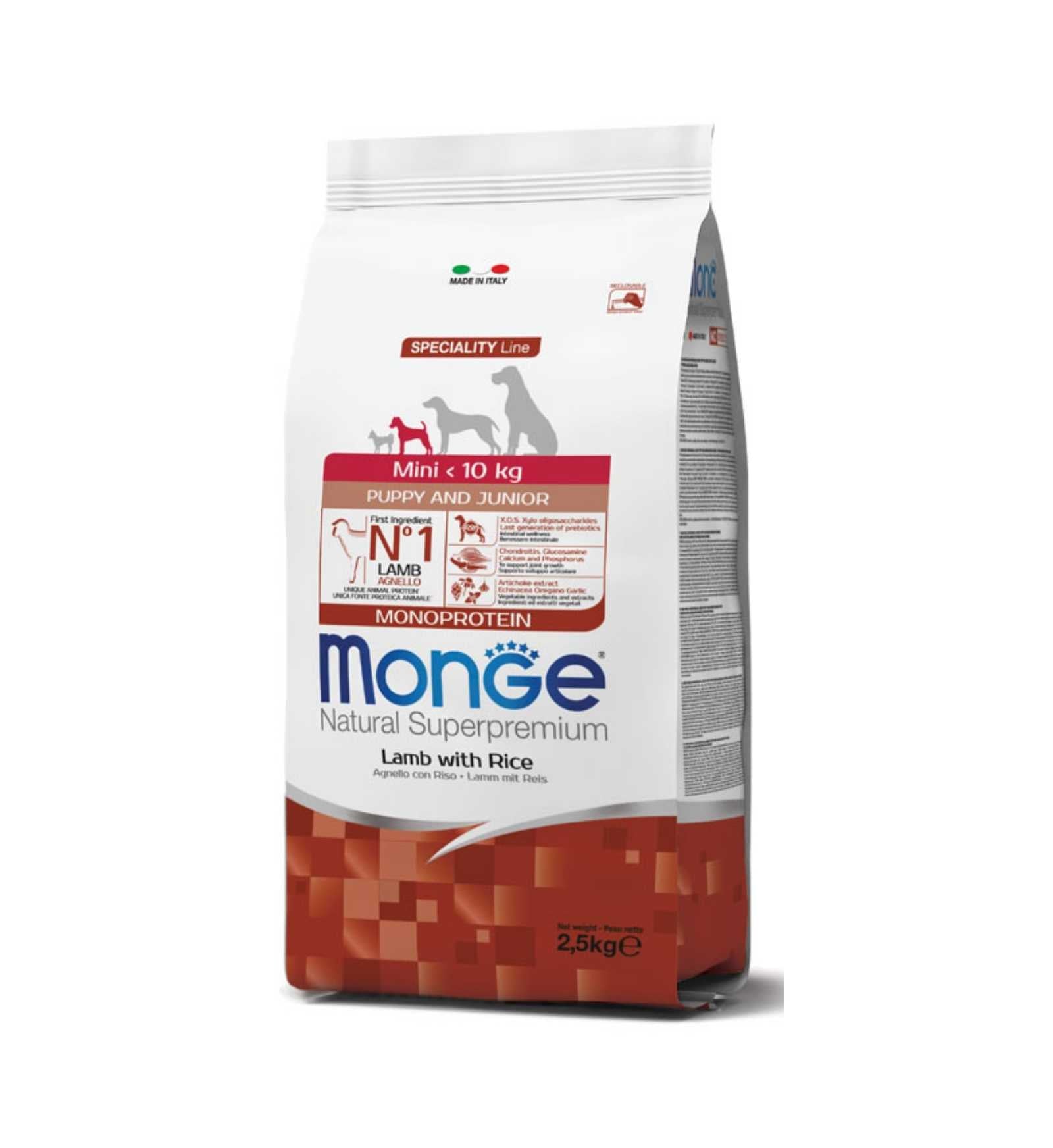 MONGE SUPERPREMIUM CANE PUPPY & JUNIOR MINI AGNELLO E RISO