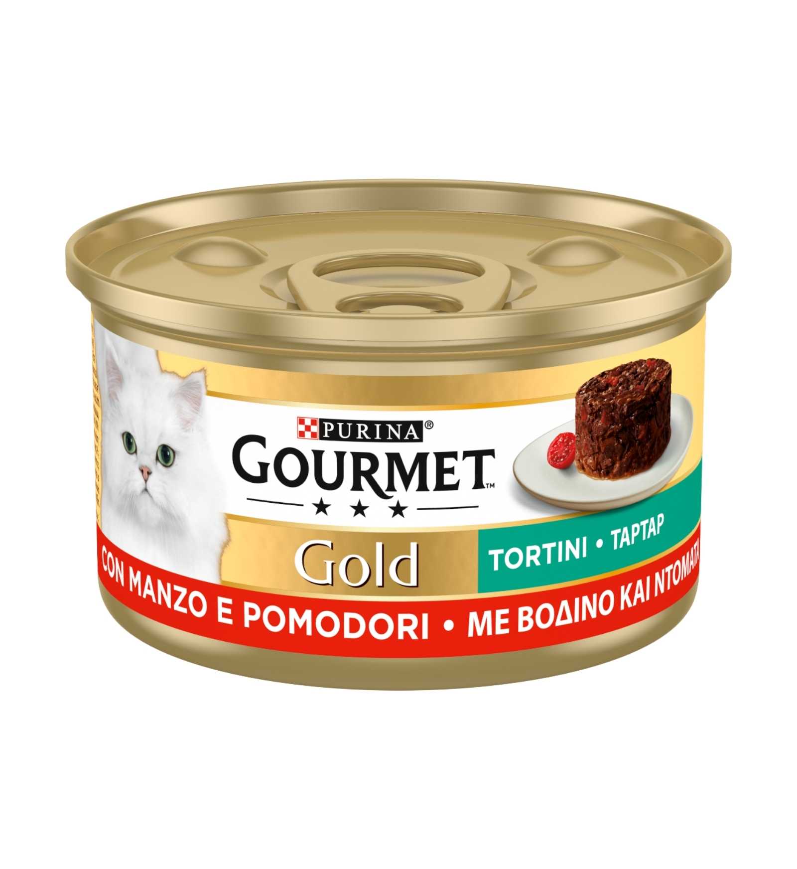 PURINA GOURMET GOLD GATTO TORTINI AL MANZO E POMODORI DA 85 GR IN LATTINA