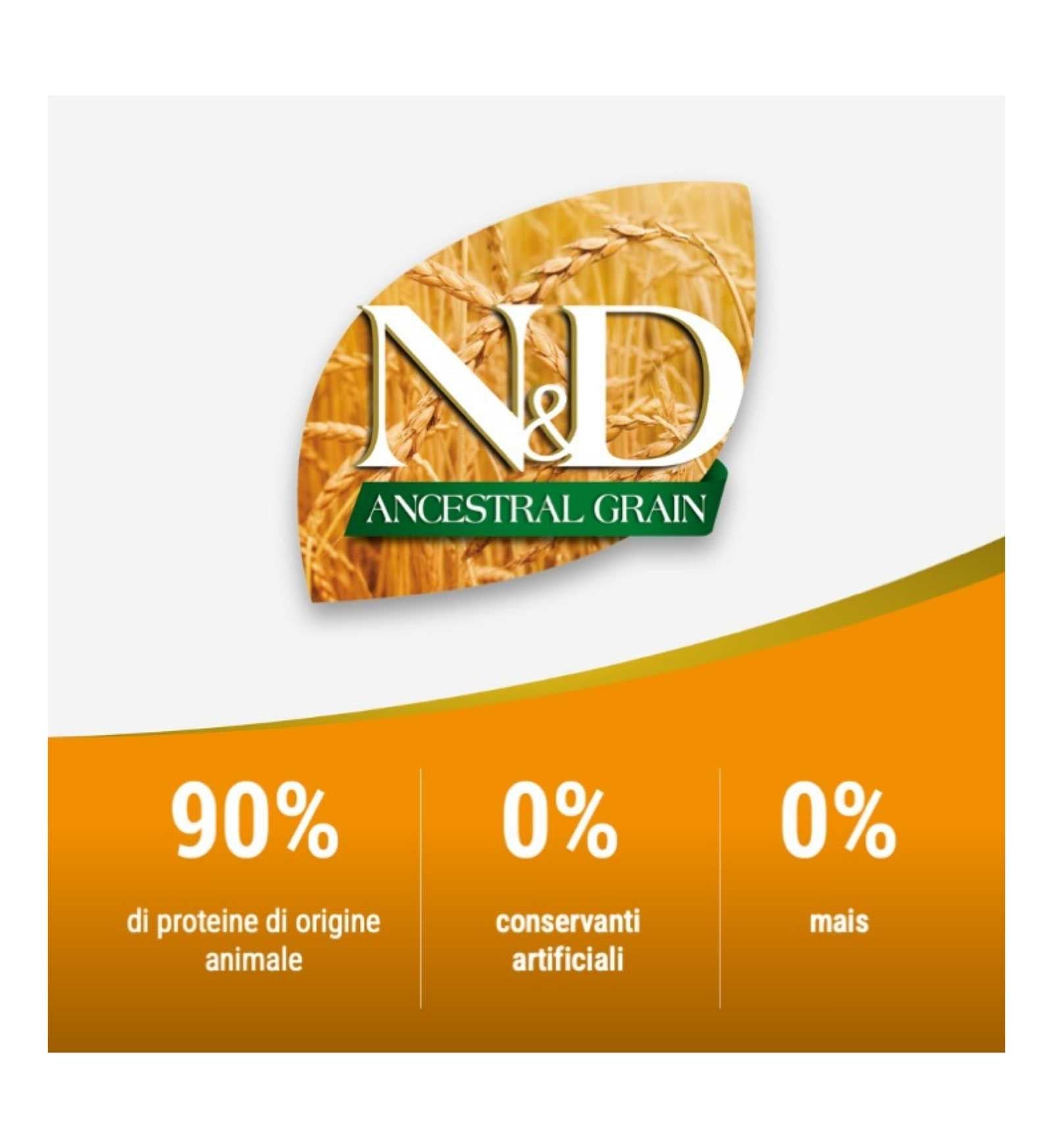 FARMINA N&D ANCESTRAL GRAIN LOW GRAIN CANE SENIOR MINI POLLO, FARRO, AVENA E MELOGRANO DA 2,5 KG