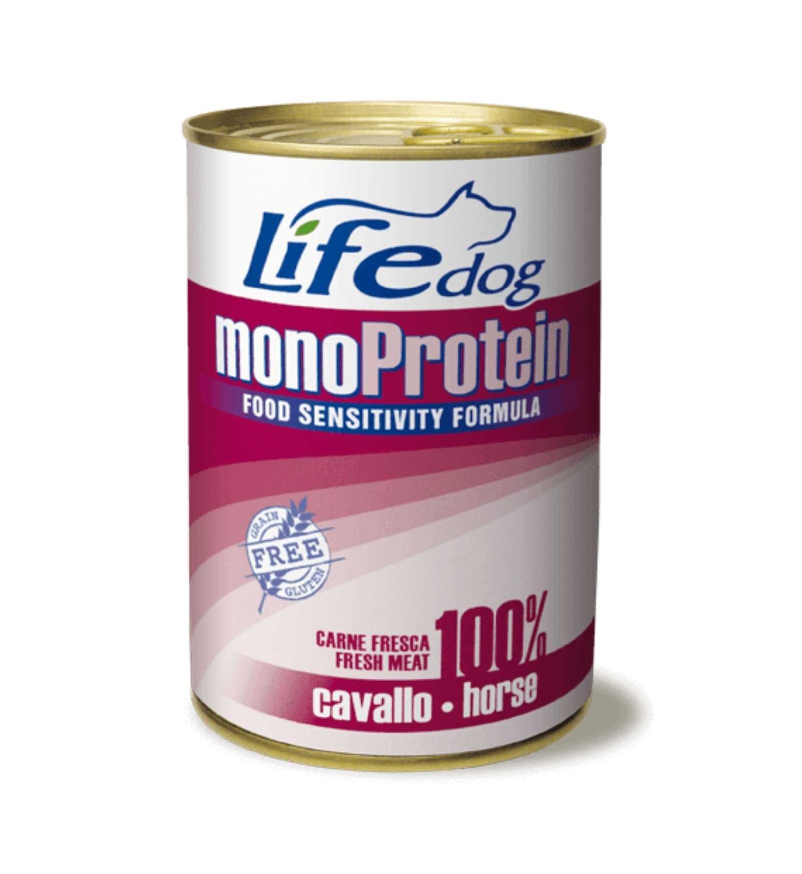 LIFEPETCARE CANE LIFE DOG MONOPROTEIN CON CAVALLO DA 400 GR IN LATTINA