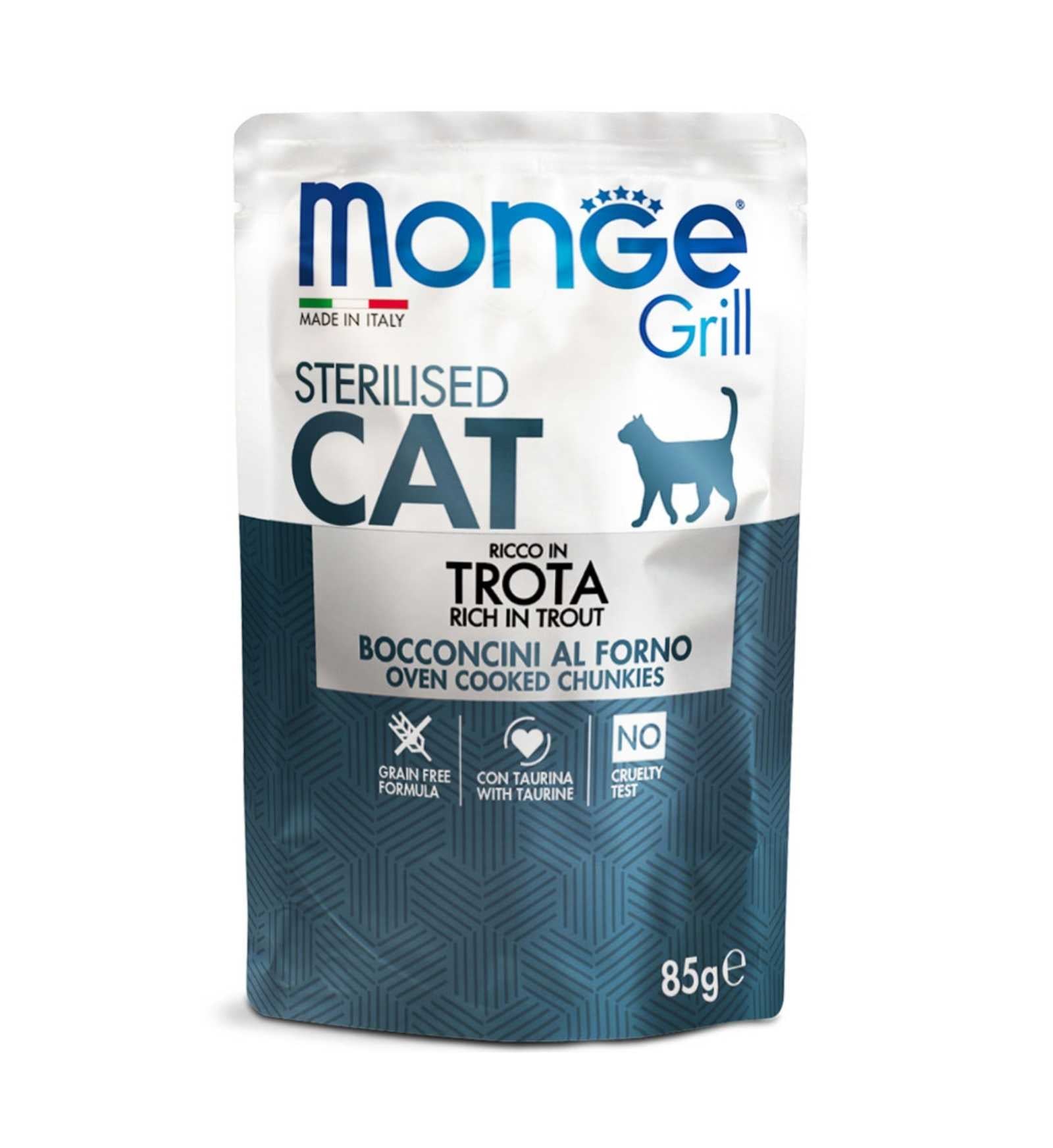 MONGE GATTO GRILL STERILIZZATO ALLA TROTA DA 85 GR IN BUSTA