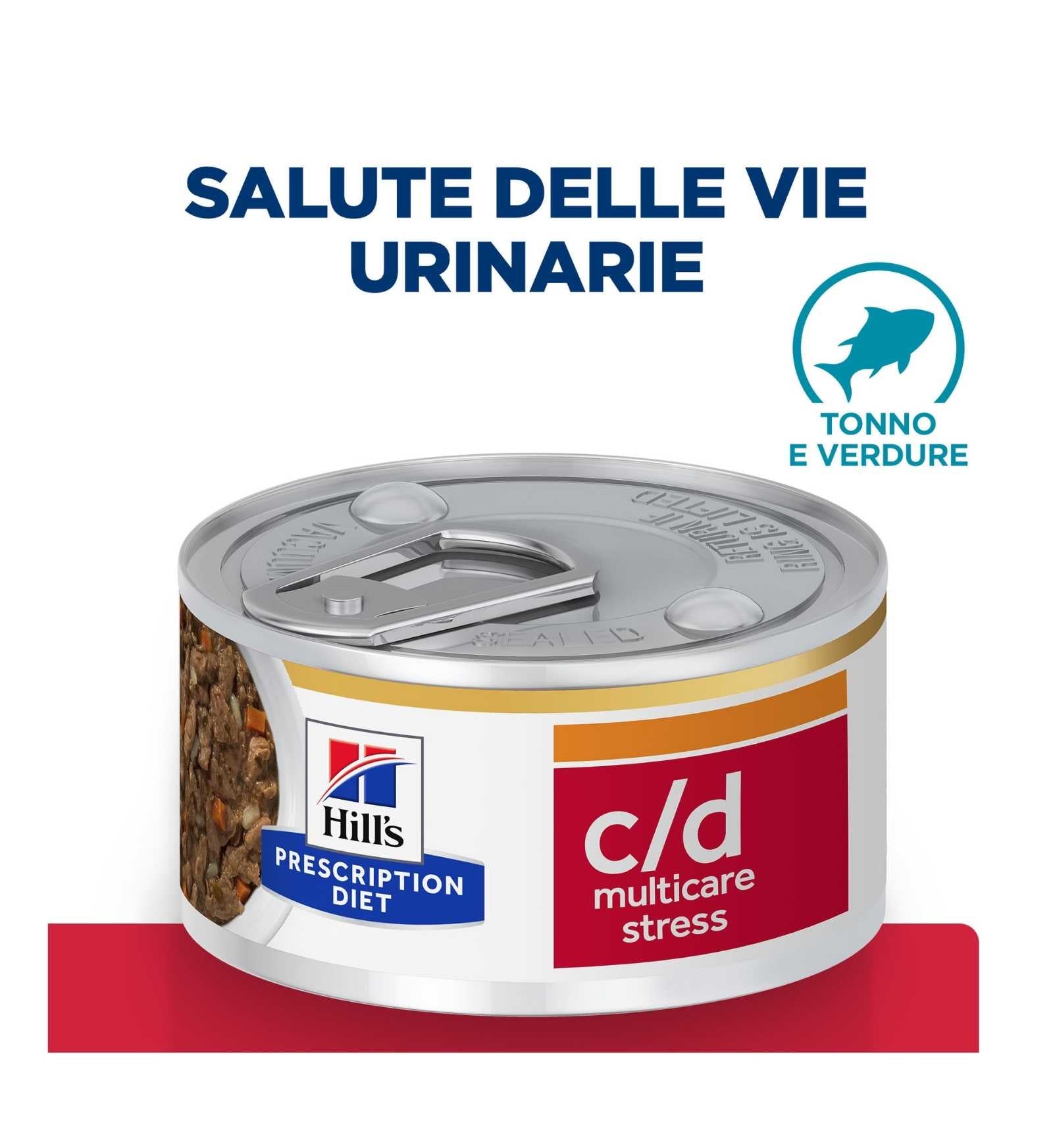 HILL'S PRESCRIPTION DIET GATTO C/D CON SPEZZATINO DI TONNO E VERDURE DA 82 GR IN LATTINA