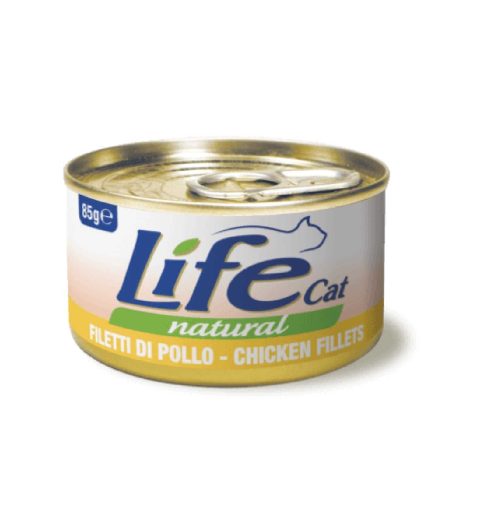LIFEPETCARE GATTO LIFE CAT NATURAL FILETTI DI POLLO DA 85 GR IN LATTINA