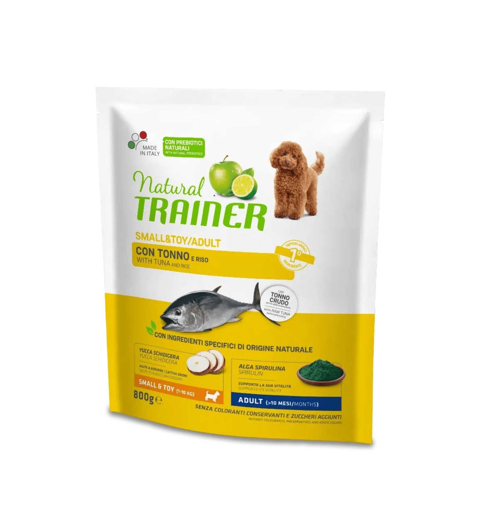 TRAINER CANE NATURAL ADULT SMALL & TOY PESCE E RISO DA 800 GR