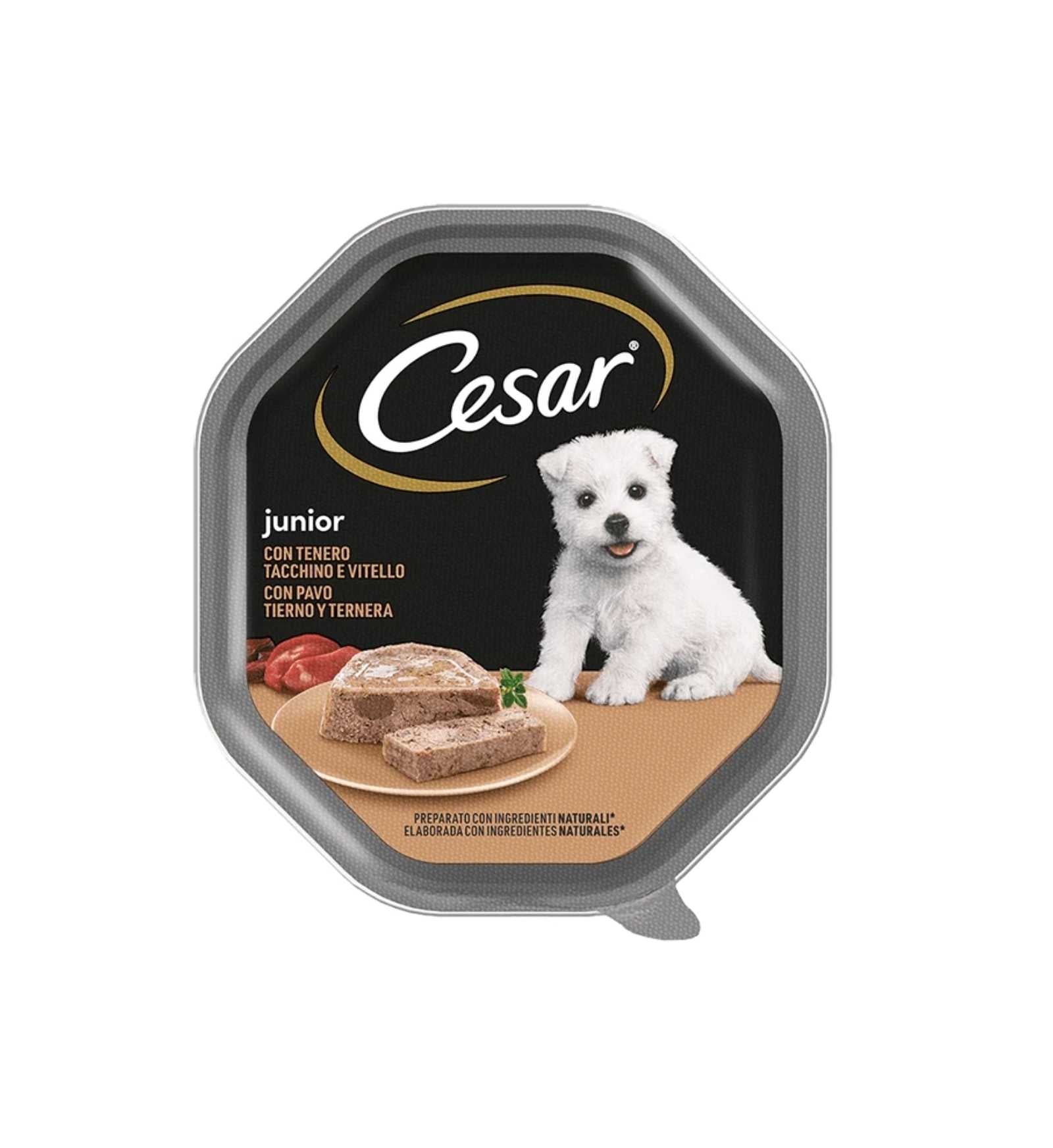 CESAR CANE CLASSIC JUNIOR CON VITELLO E TACCHINO DA 150 GR IN VASCHETTA