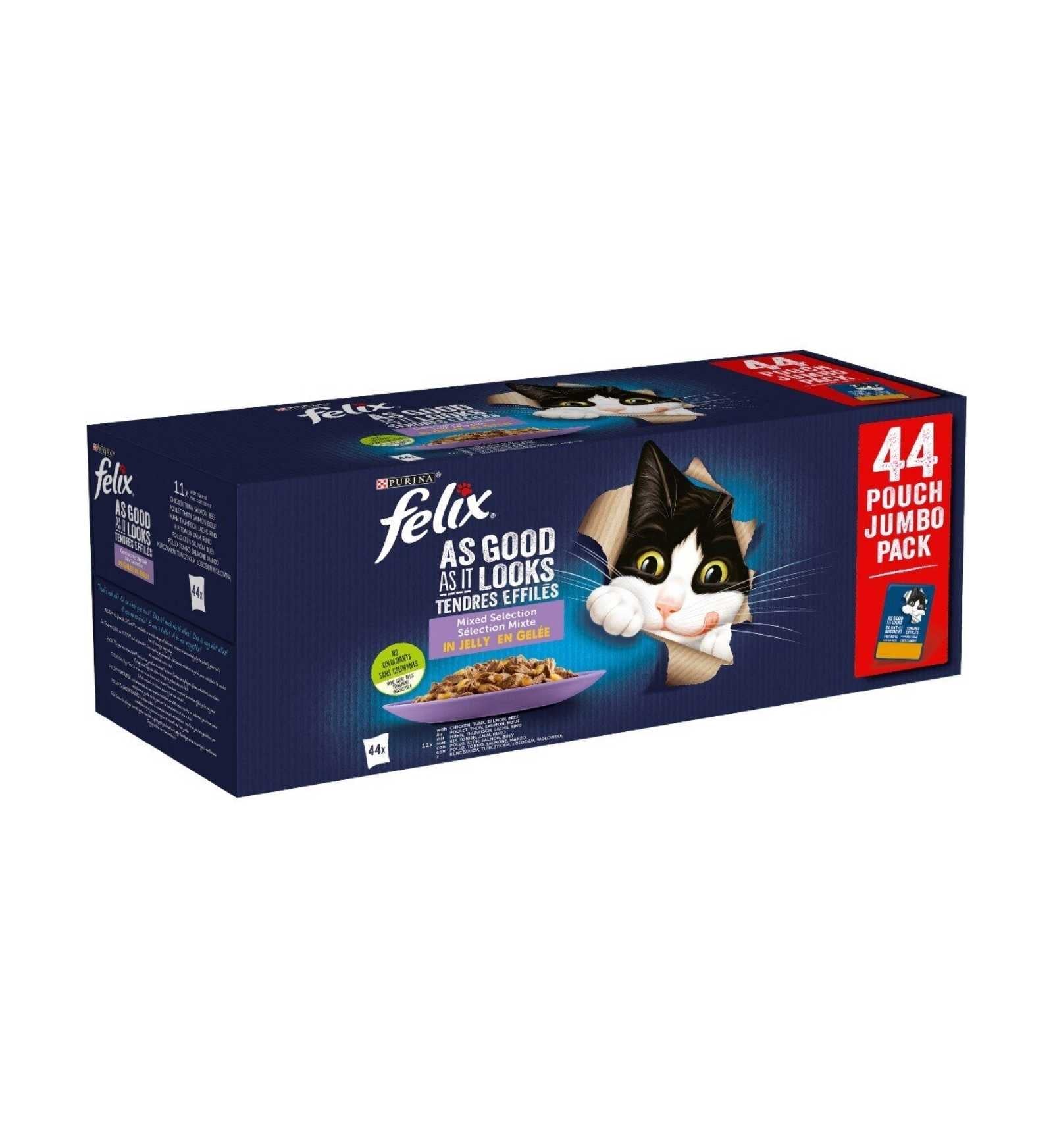 PURINA FELIX GATTO SELEZIONE MISTA POLLO TONNO SALMONE MANZO 44 BUSTE DA 85 GR