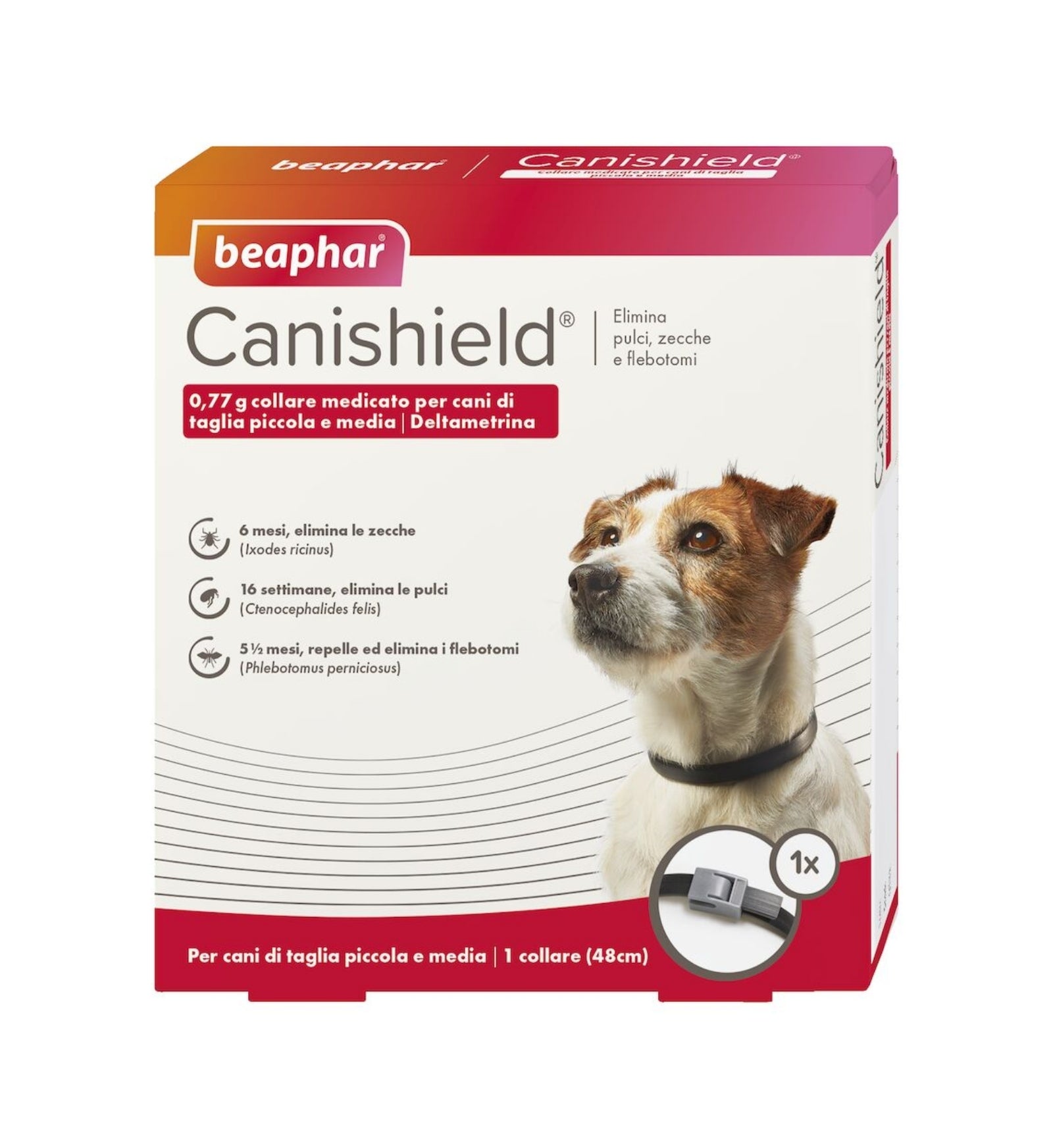 BEAPHAR COLLARE CANE ANTIPARASSITARIO CANISHIELD TAGLIA PICCOLA E MEDIA ( 48 CM )