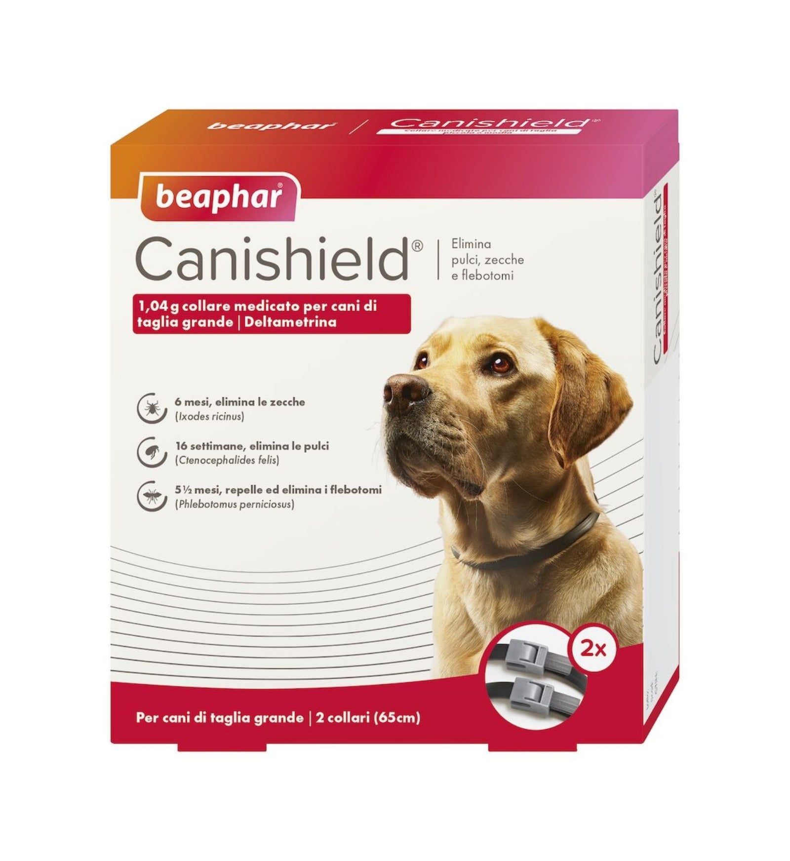 BEAPHAR COLLARE CANE ANTIPARASSITARIO CANISHIELD TAGLIA GRANDE ( 65 CM ) DA 2 PEZZI