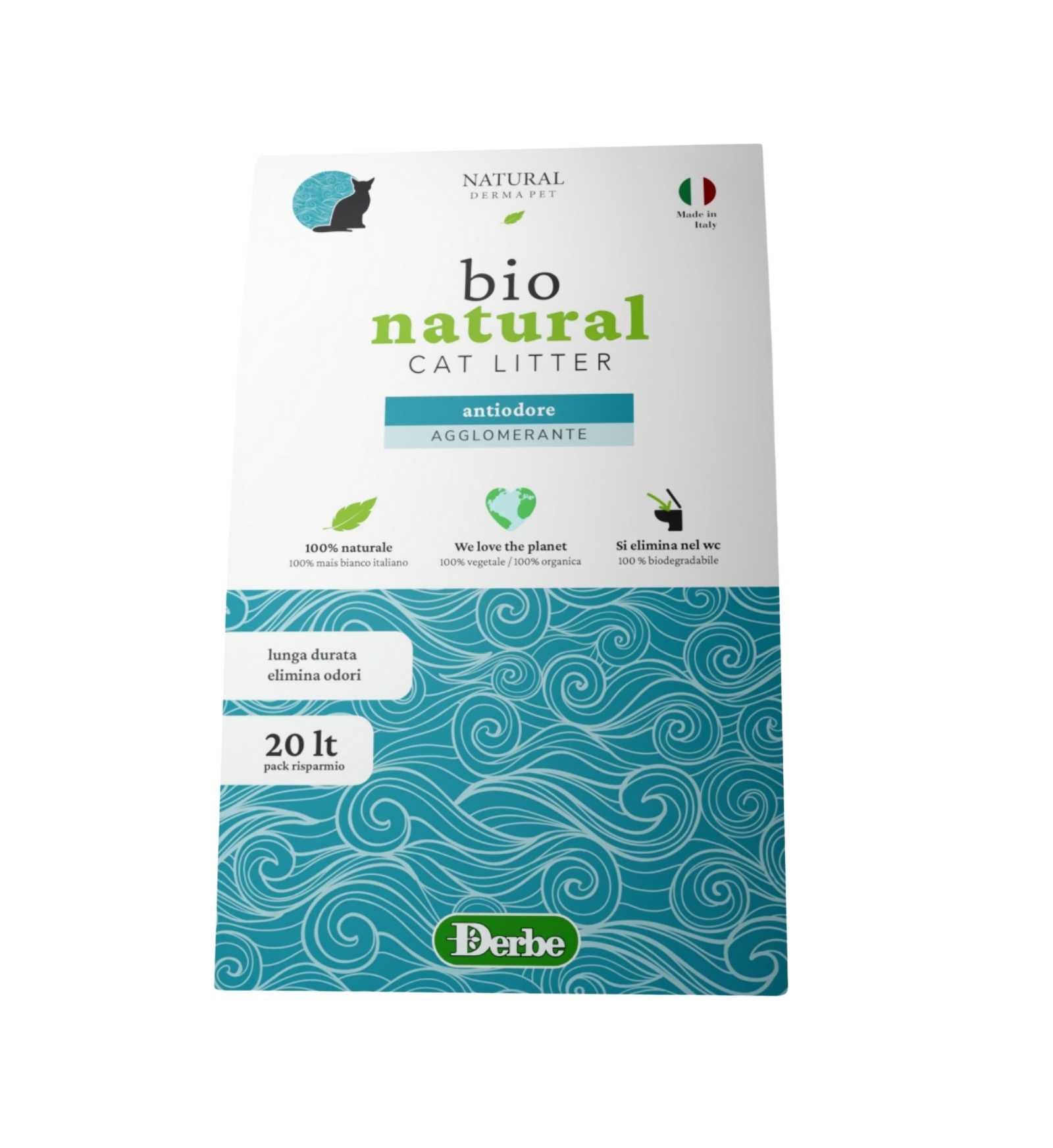 DERBE GATTO LETTIERA NATURAL DERMA PET MULTICAT ANTIODORE DA 20 L