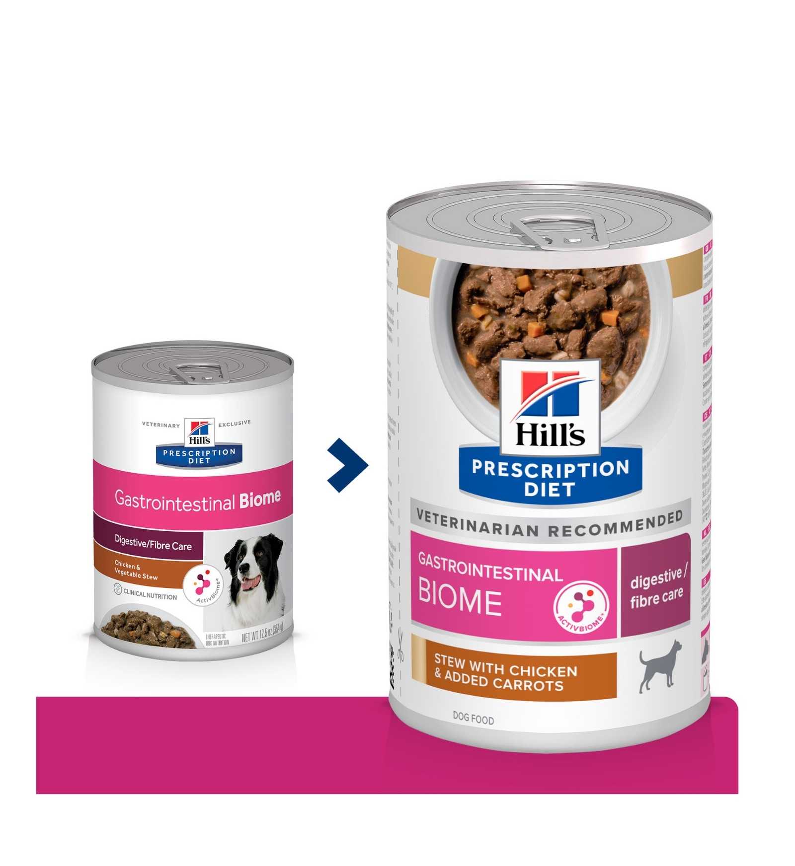 HILL'S PRESCRIPTION DIET CANE GASTROINTESTINAL BIOME DIGESTIVE / FIBRE CARE SPEZZATINO POLLO E CAROTE DA 354 G IN LATTINA