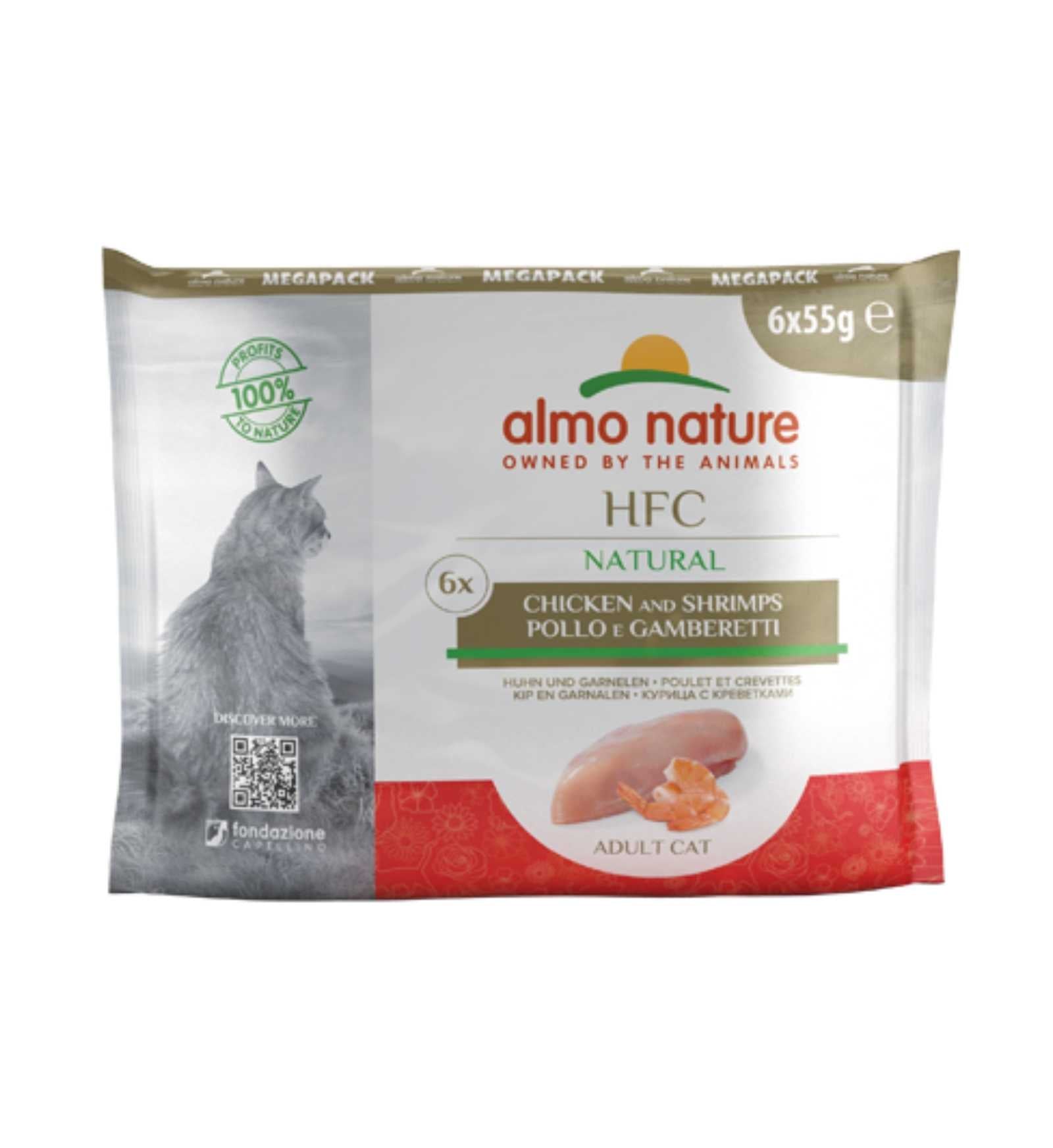 ALMO NATURE GATTO CLASSIC MULTIPACK CON POLLO E GAMBERETTI 6 BUSTE DA 55 GR