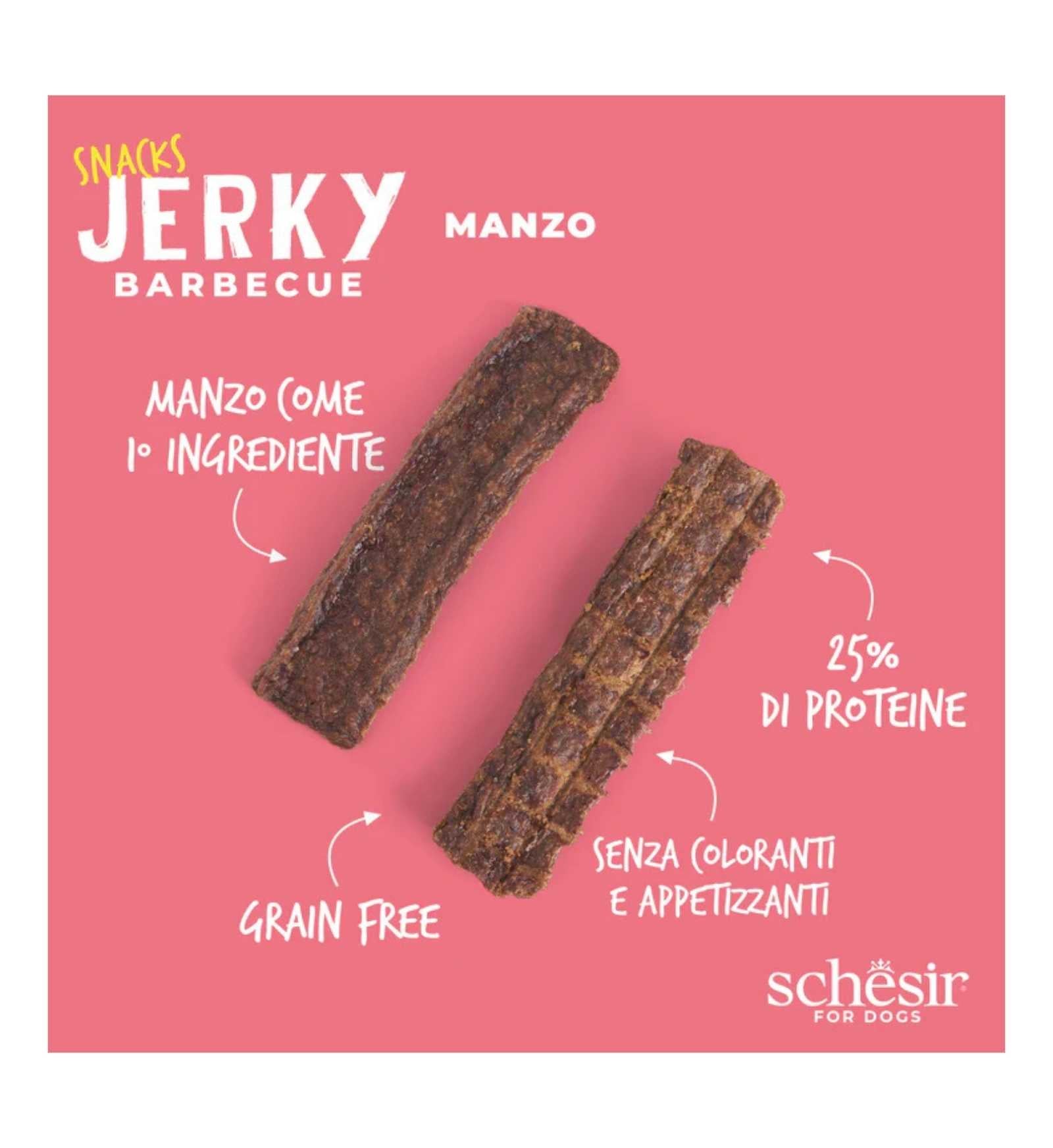 SCHESIR CANE SNACK JERKY BARBECUE AL MANZO DA 145 GR