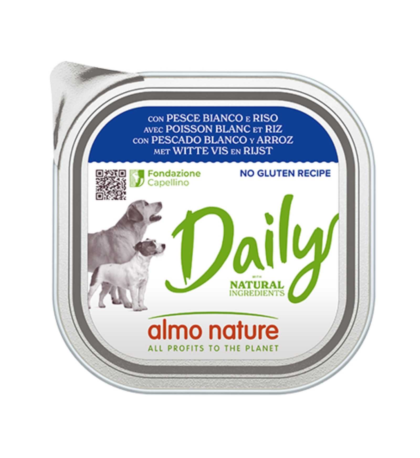 ALMO NATURE CANE DAILYMENU CON PESCE BIANCO E RISO DA 300 GR IN VASCHETTA