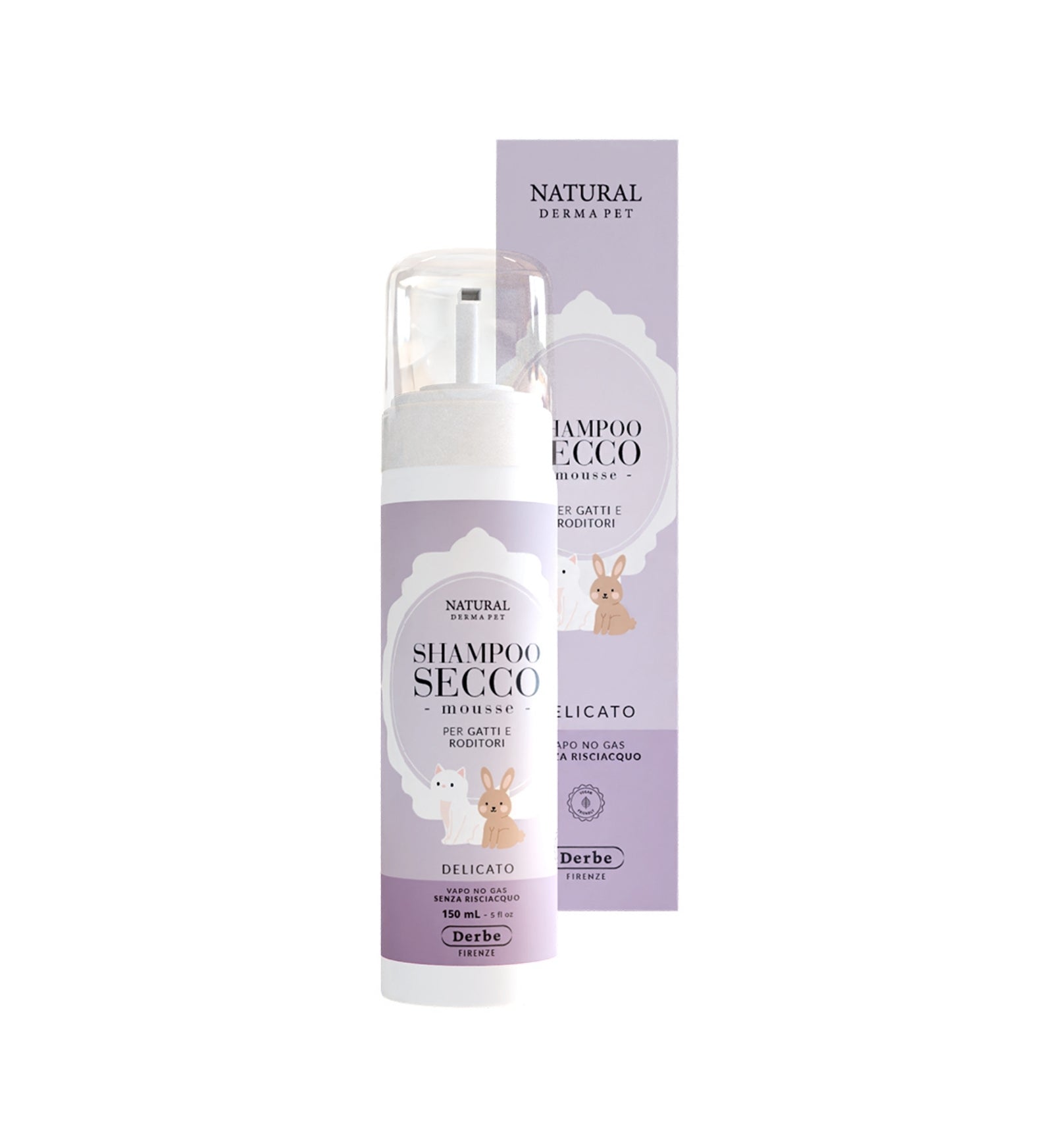 DERBE GATTO NATURAL DERMA PET SHAMPOO SECCO DELICATO PER GATTI GATTINI E RODITORI DA 150 ML
