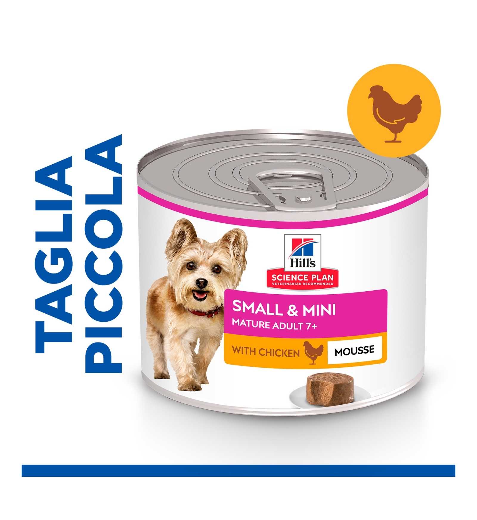 HILL'S SCIENCE PLAN CANE MATURE SMALL & MINI MOUSSE AL POLLO DA 200 GR IN LATTINA