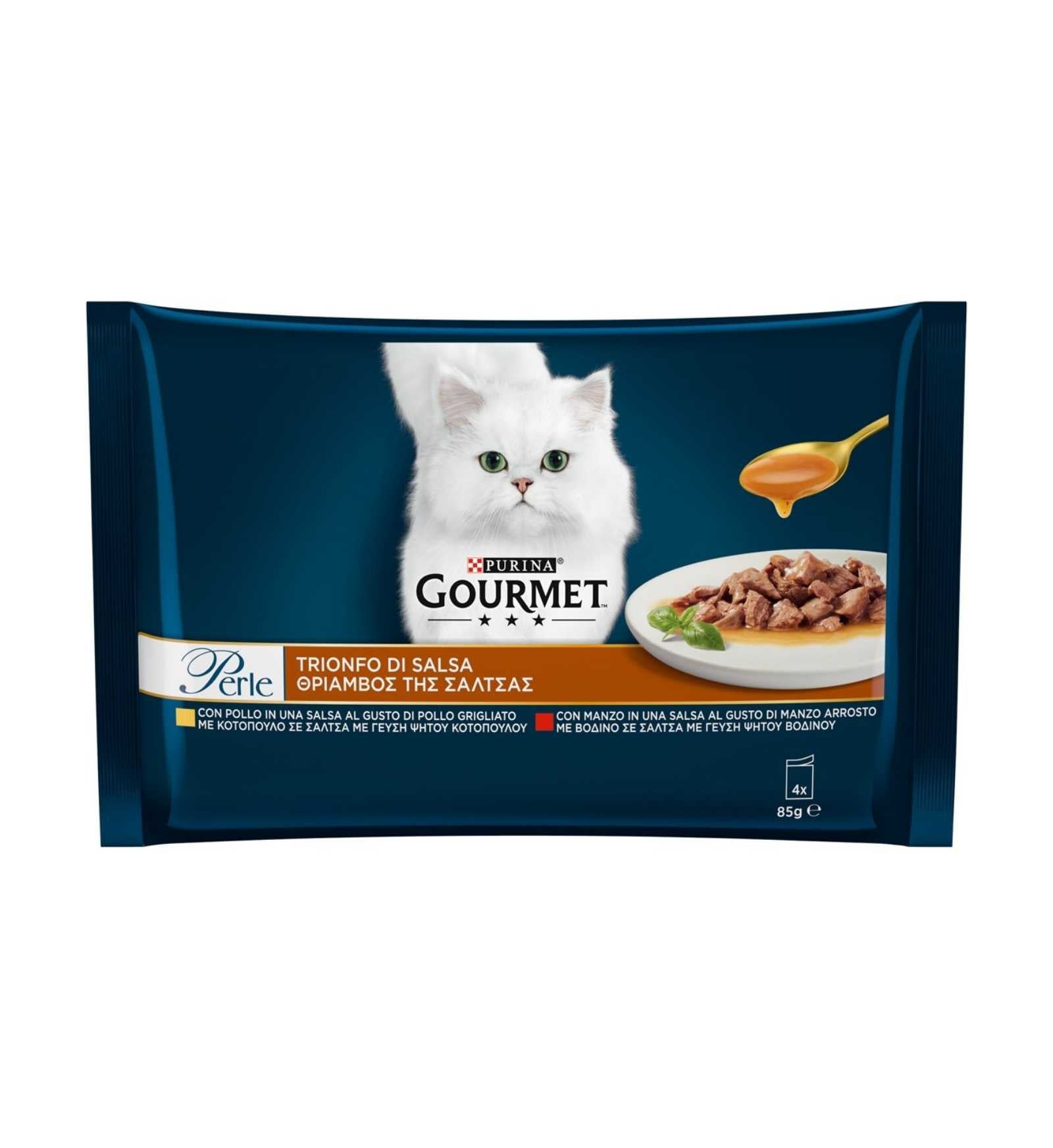 PURINA GOURMET PERLE GATTO CON MANZO POLLO 4 BUSTE DA 85 GR