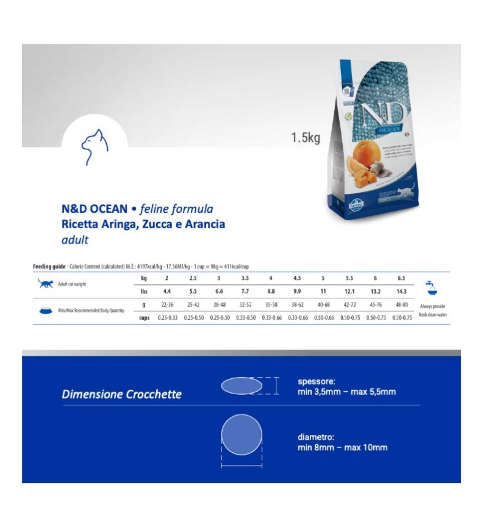 FARMINA N&D OCEAN GATTO GRAIN FREE ADULT ARINGHE ZUCCA E ARANCIA