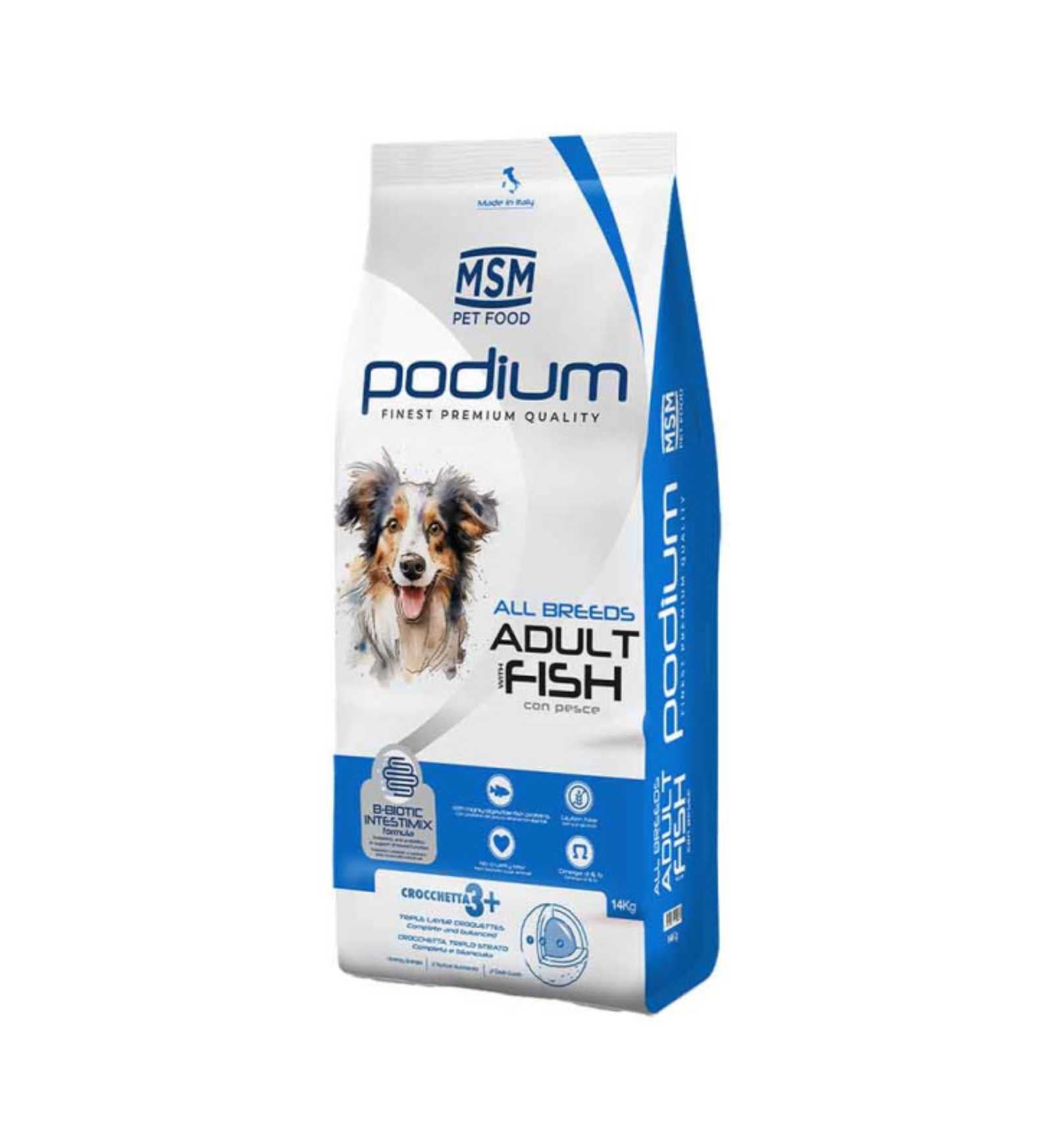 PODIUM CANE ADULT CON PESCE DA 14 KG
