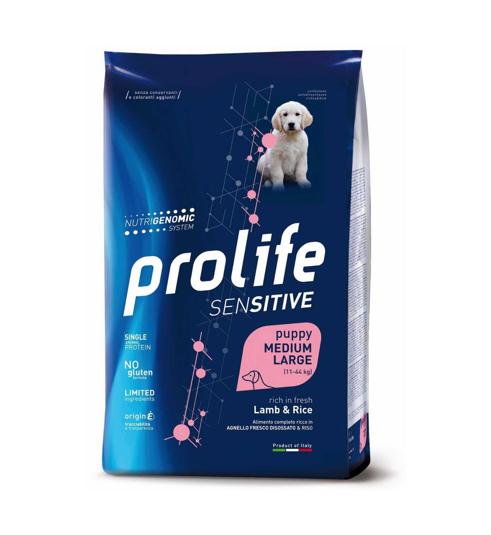PROLIFE CANE PUPPY MEDIUM LARGE SENSITIVE AGNELLO E RISO DA 2,5 KG