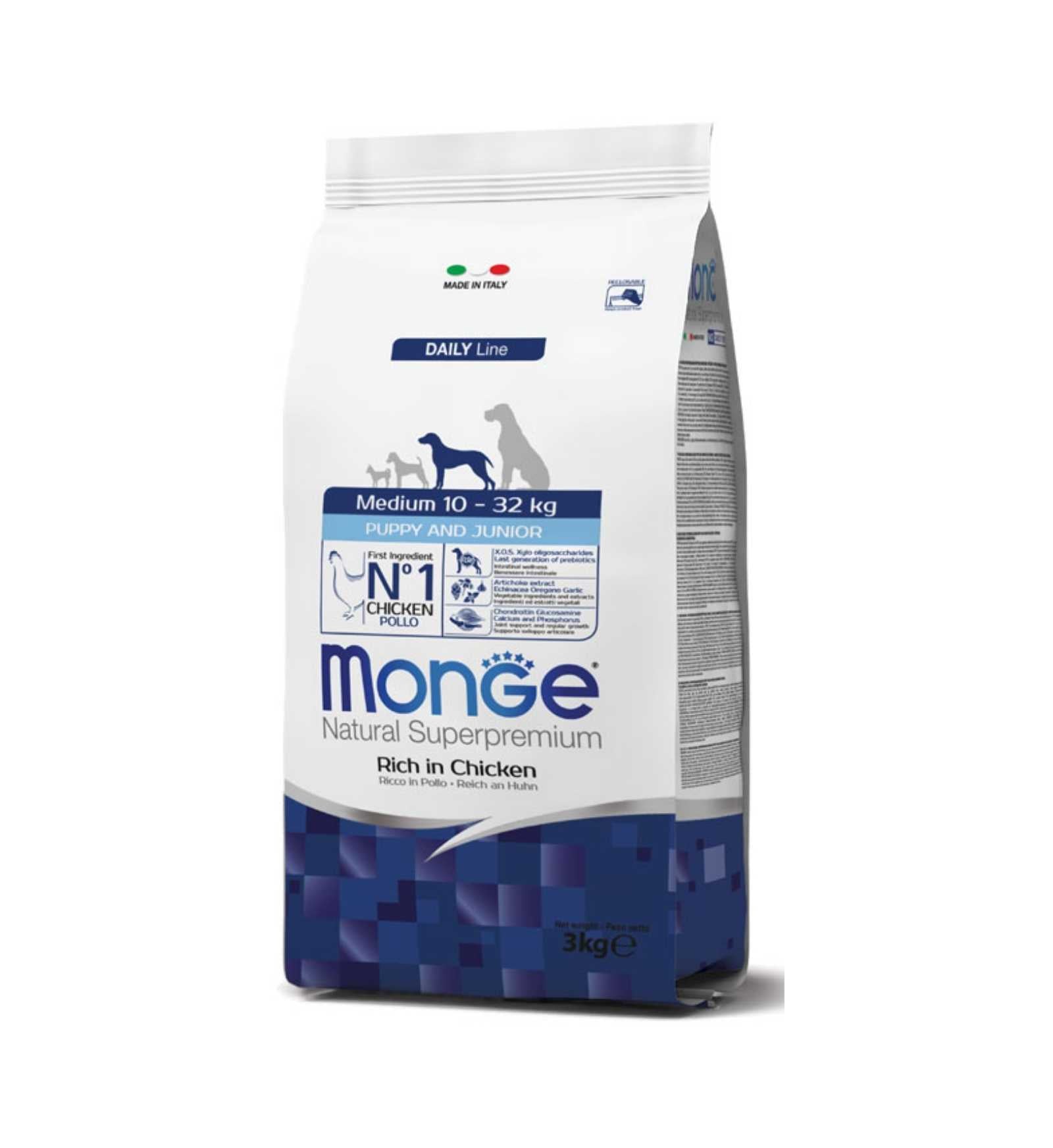 MONGE SUPERPREMIUM CANE PUPPY & JUNIOR MEDIUM POLLO