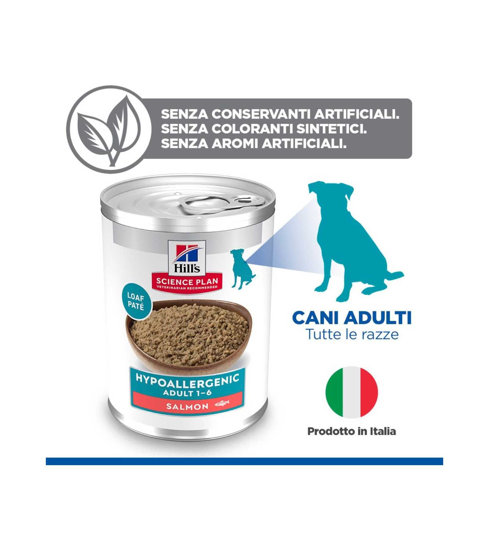 HILL'S SCIENCE PLAN CANE ADULT HYPOALLERGENIC SALMONE DA 363 GR IN LATTINA