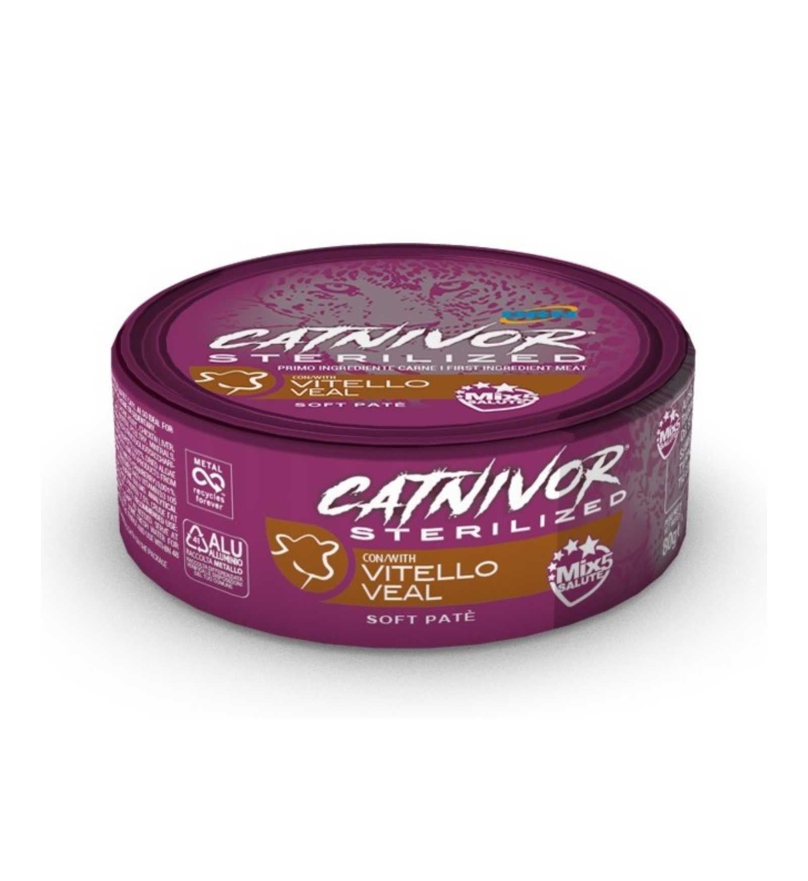 DRN GATTO CATNIVOR MORBIDO PATE' STERILIZZATO CON VITELLO DA 80 GR