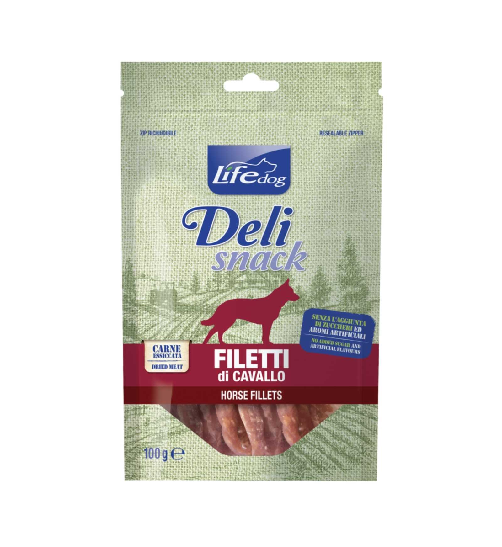 LIFEPETCARE CANE SNACK FILETTI ESSICCATI AL CAVALLO DA 100 GR