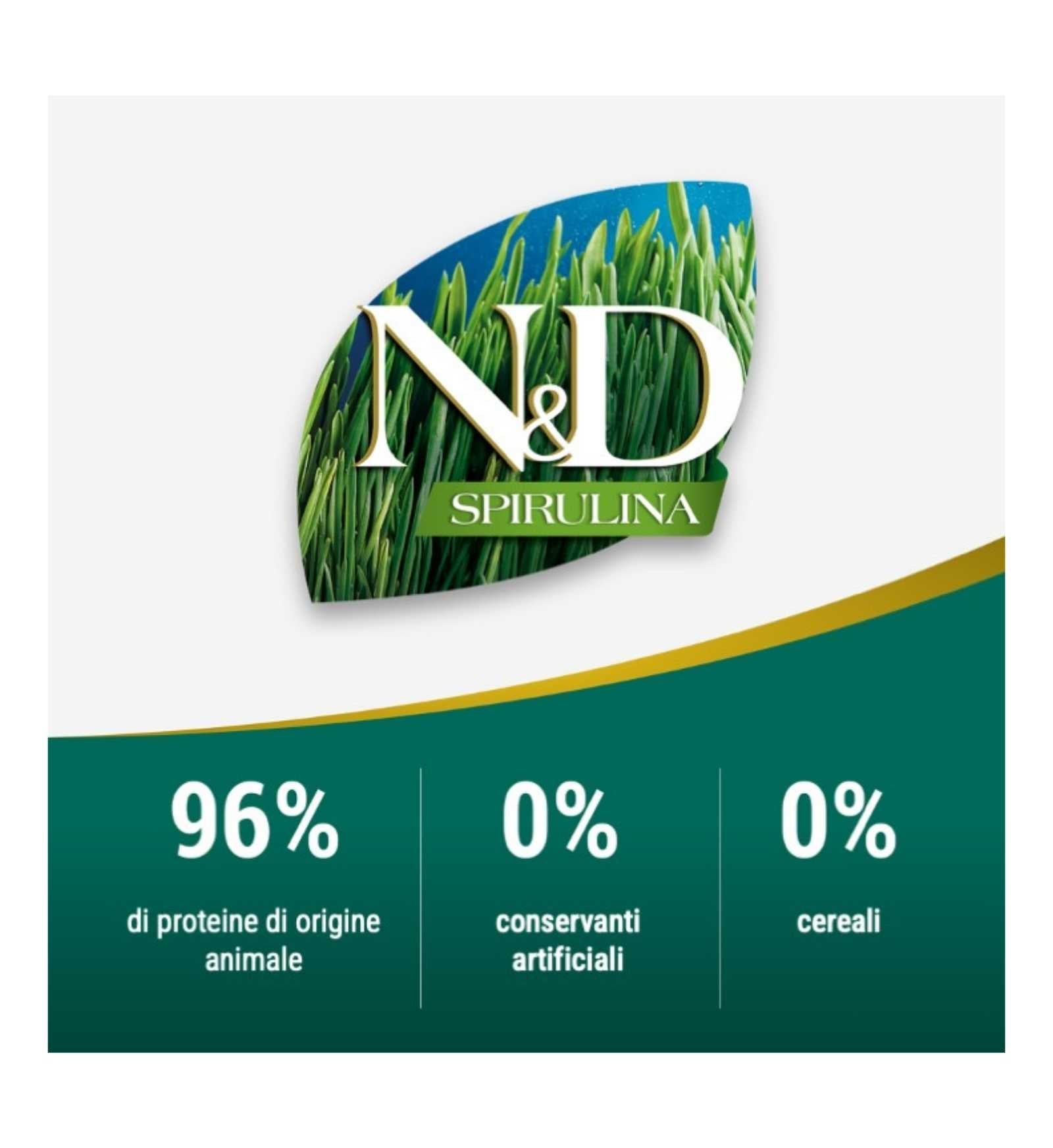 FARMINA N&D SPIRULINA CANE GRAIN FREE ADULT MEDIUM MAXI ARINGA