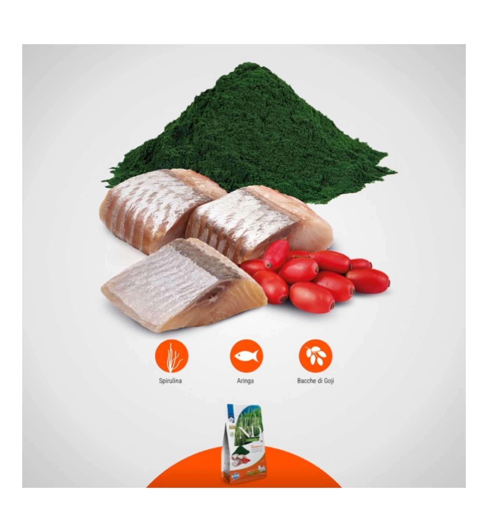 FARMINA N&D DELICIOUS GRAIN FREE CANE ADULT MINI SPIRULINA ARINGA DA 2 KG