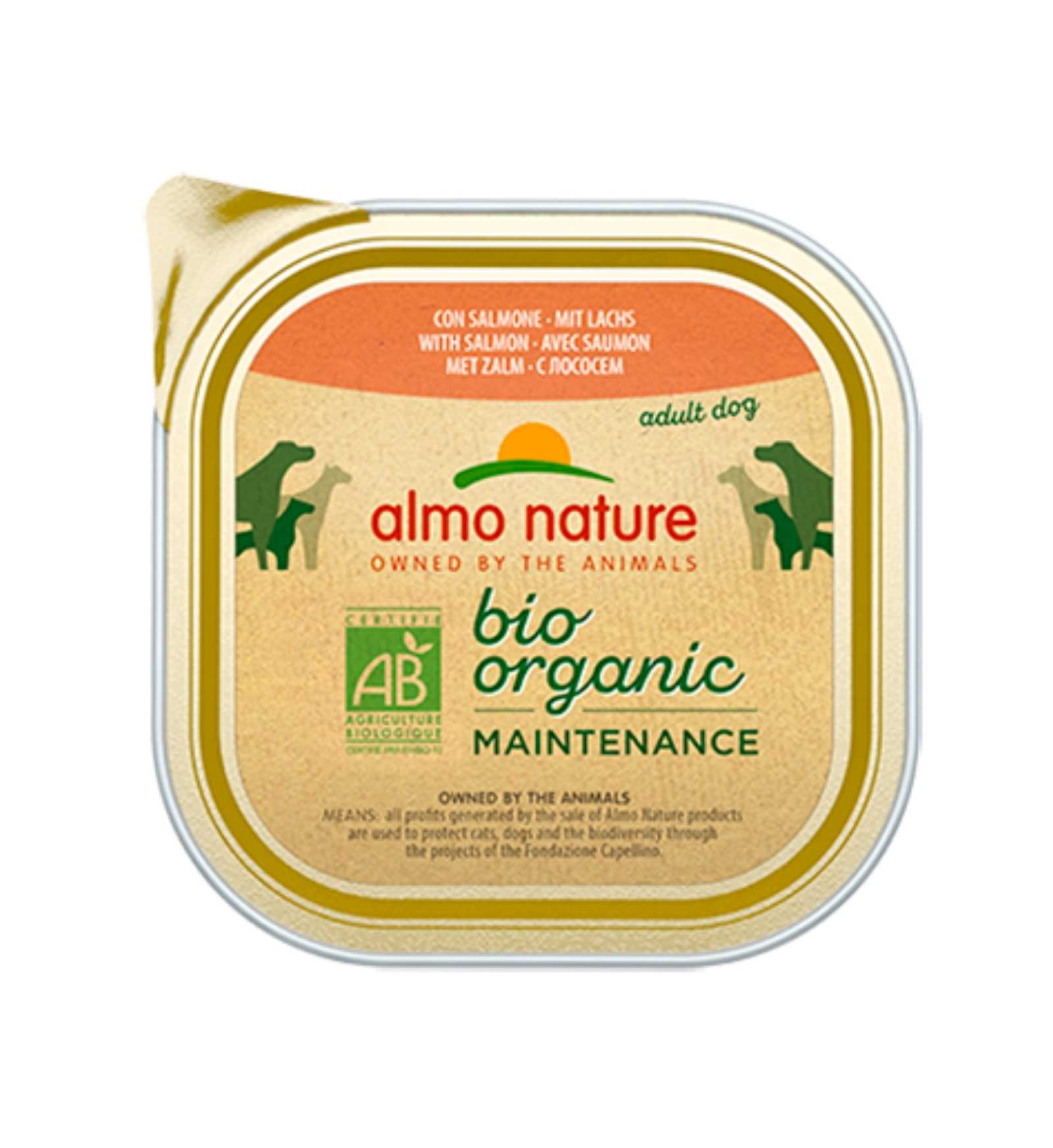 ALMO NATURE CANE DAILYMENU BIO CON SALMONE DA 100 GR IN VASCHETTA