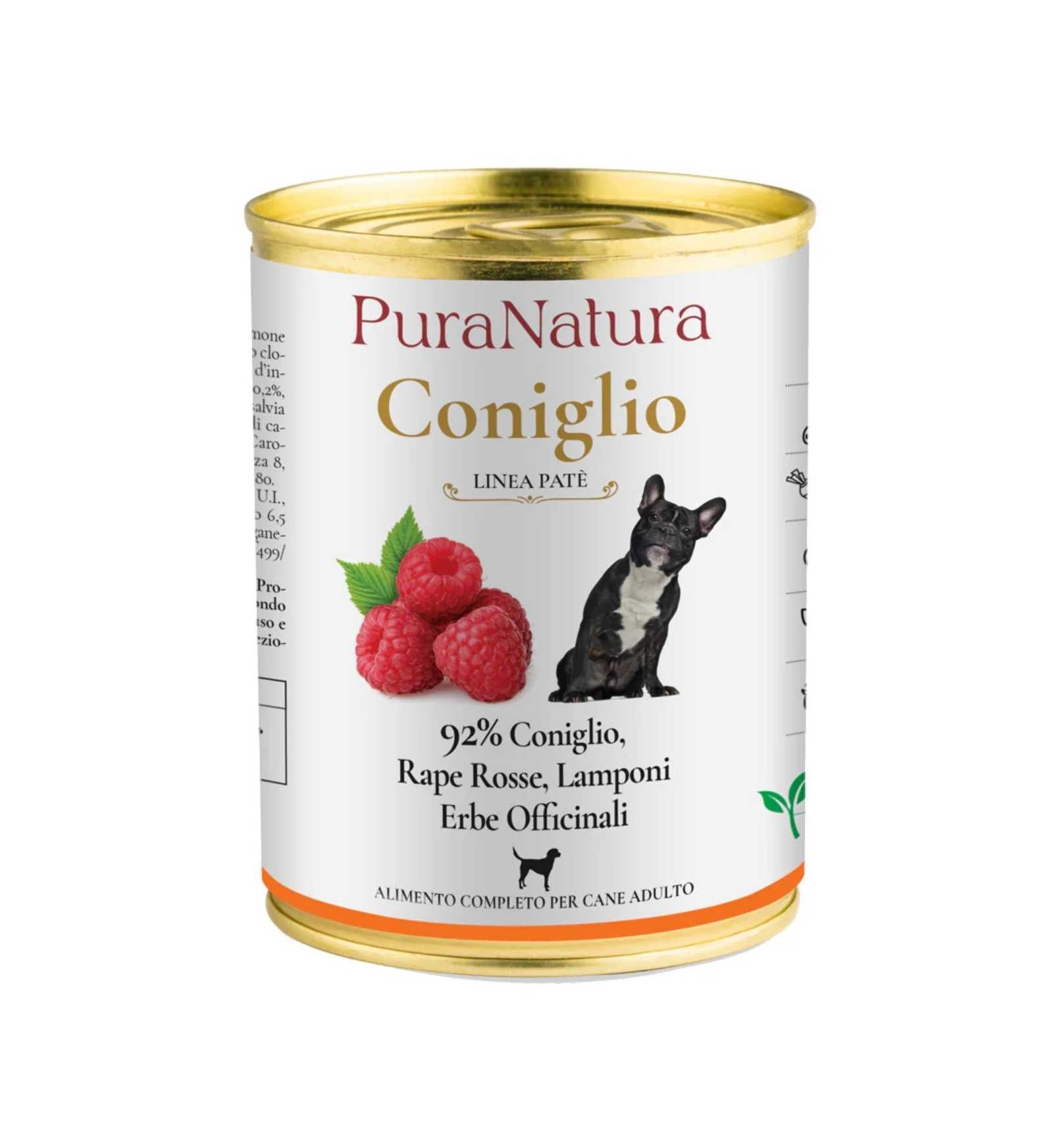 DALLA GRANA PURA NATURA CANE ADULT CONIGLIO E LAMPONI DA 400 GR IN LATTINA