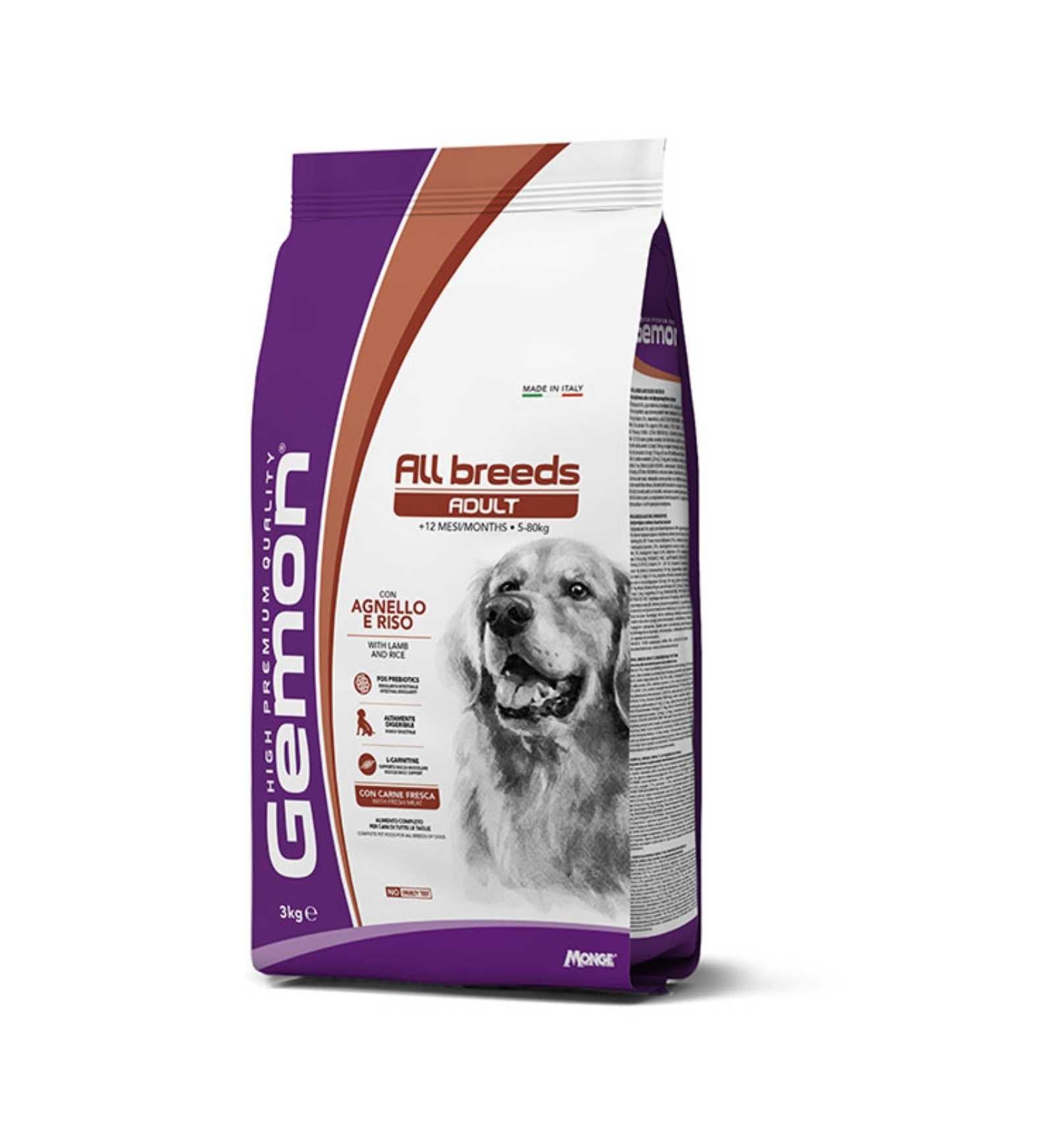 MONGE CANE GEMON ADULT MEDIUM AGNELLO E RISO DA 15 KG