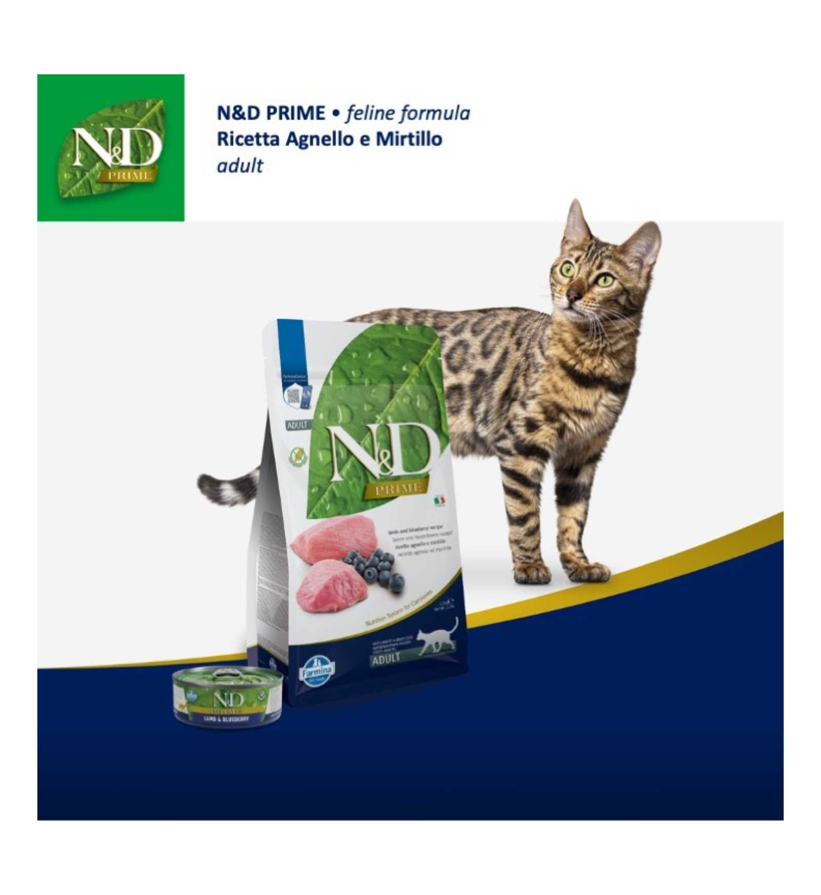 FARMINA N&D DELICIUOS GRAIN FREE GATTO PRIME CON AGNELLO E MIRTILLI DA 70 GR IN LATTINA
