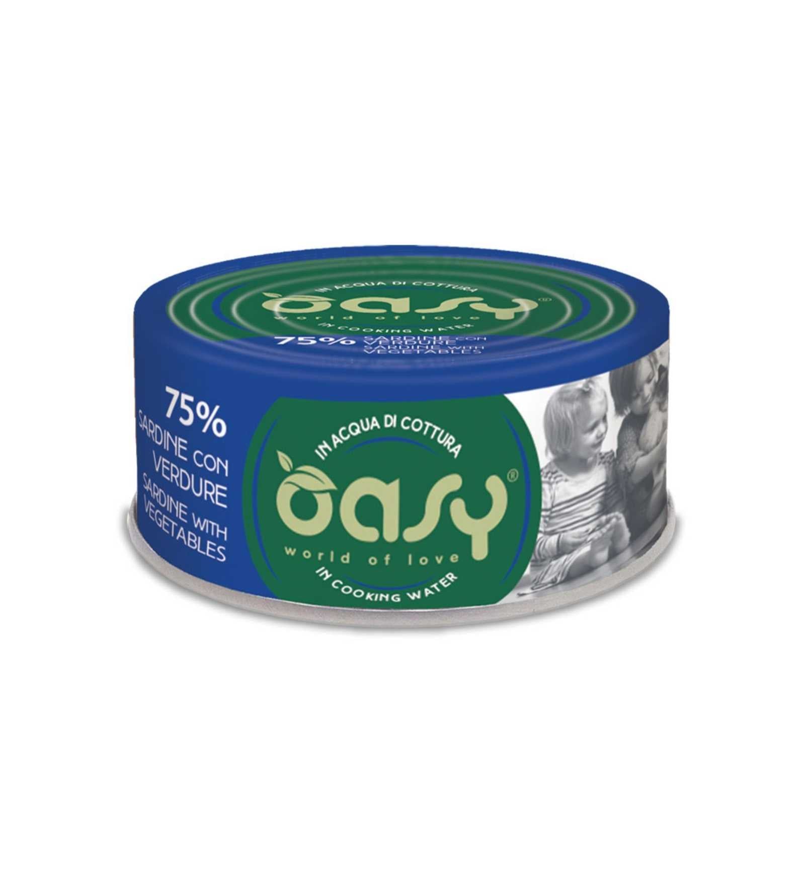OASY GATTO SARDINE CON VERDURE DA 70 GR IN LATTINA
