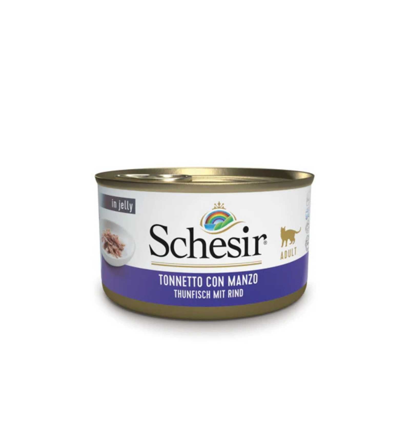SCHESIR GATTO AL TONNETTO CON FILETTI DI MANZO IN GELATINA DA 85 GR IN LATTINA