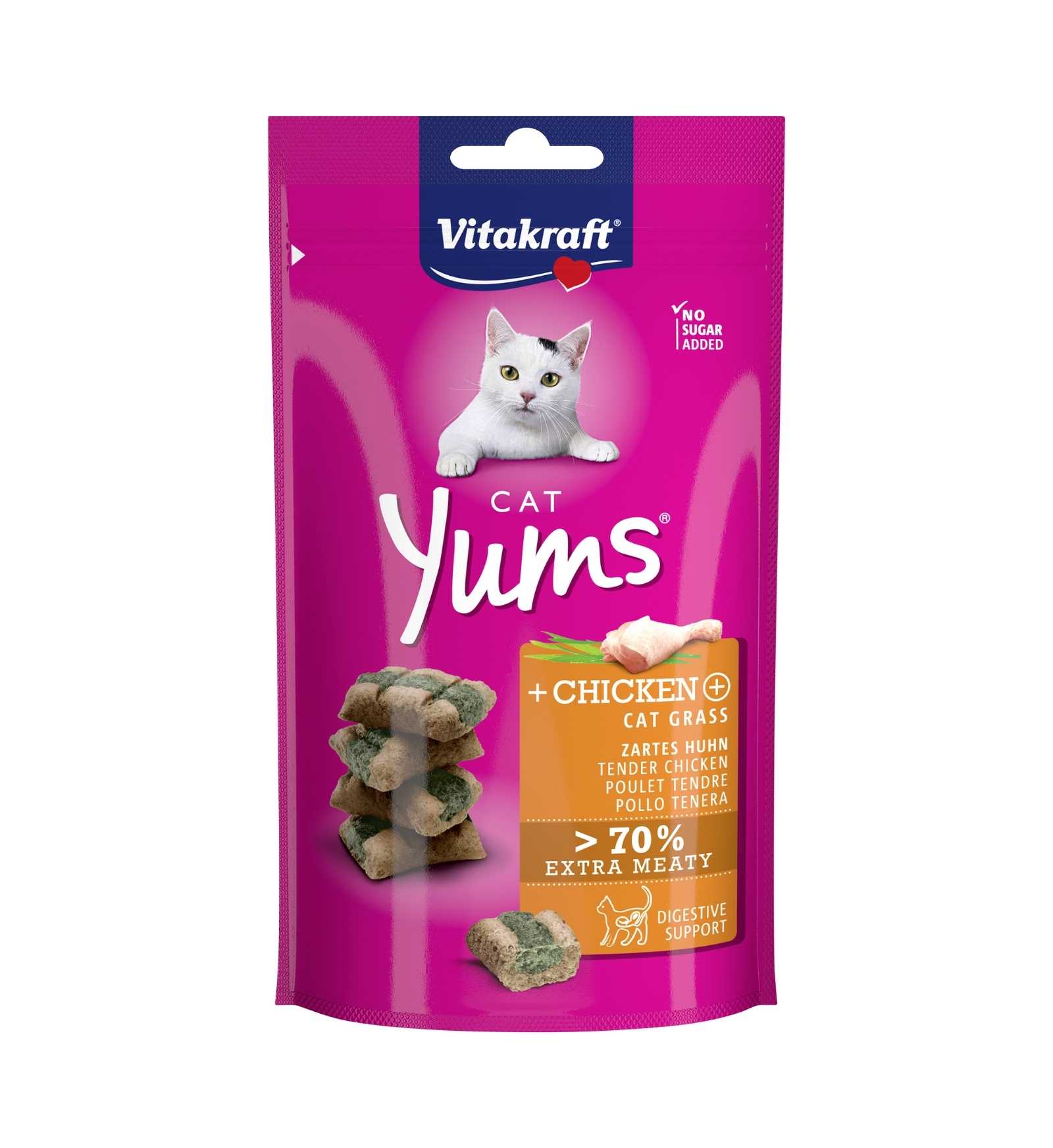 VITAKRAFT GATTO SNACK CAT YUMS BOCCONCINI POLLO ED ERBA GATTA CON INULINA DA 40 GR