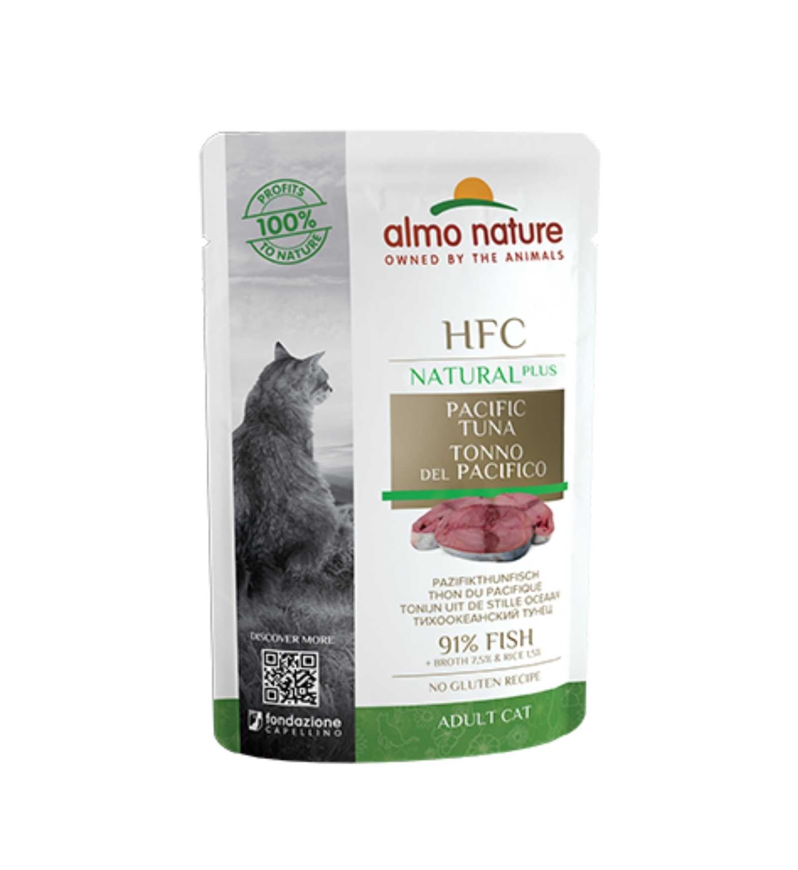 ALMO NATURE GATTO ALTERNATIVE HFC CON TONNO DEL PACIFICO DA 55 GR IN BUSTA
