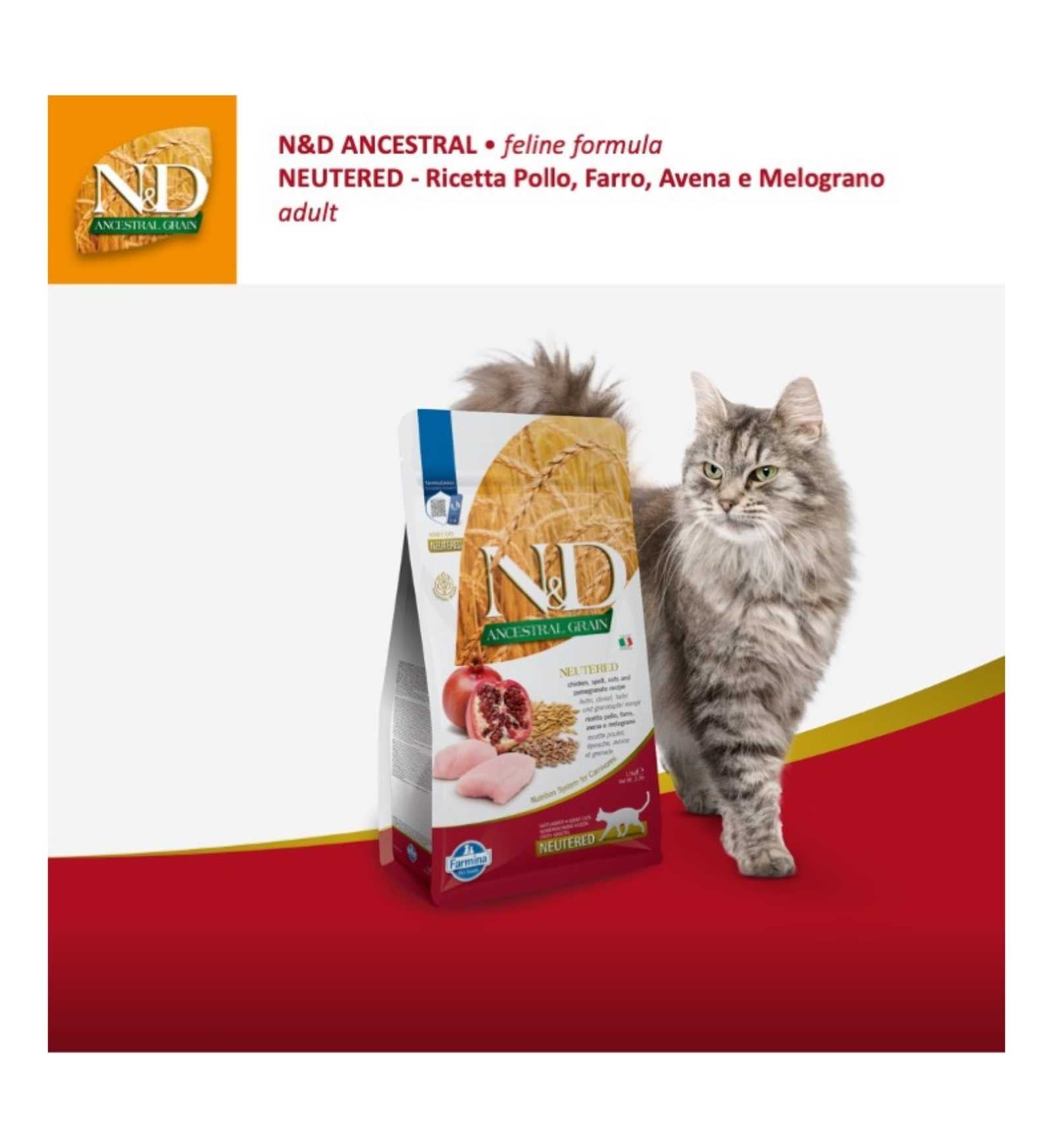 FARMINA N&D ANCESTRAL GATTO NEUTERED LOW GRAIN ADULT POLLO E MELOGRANO