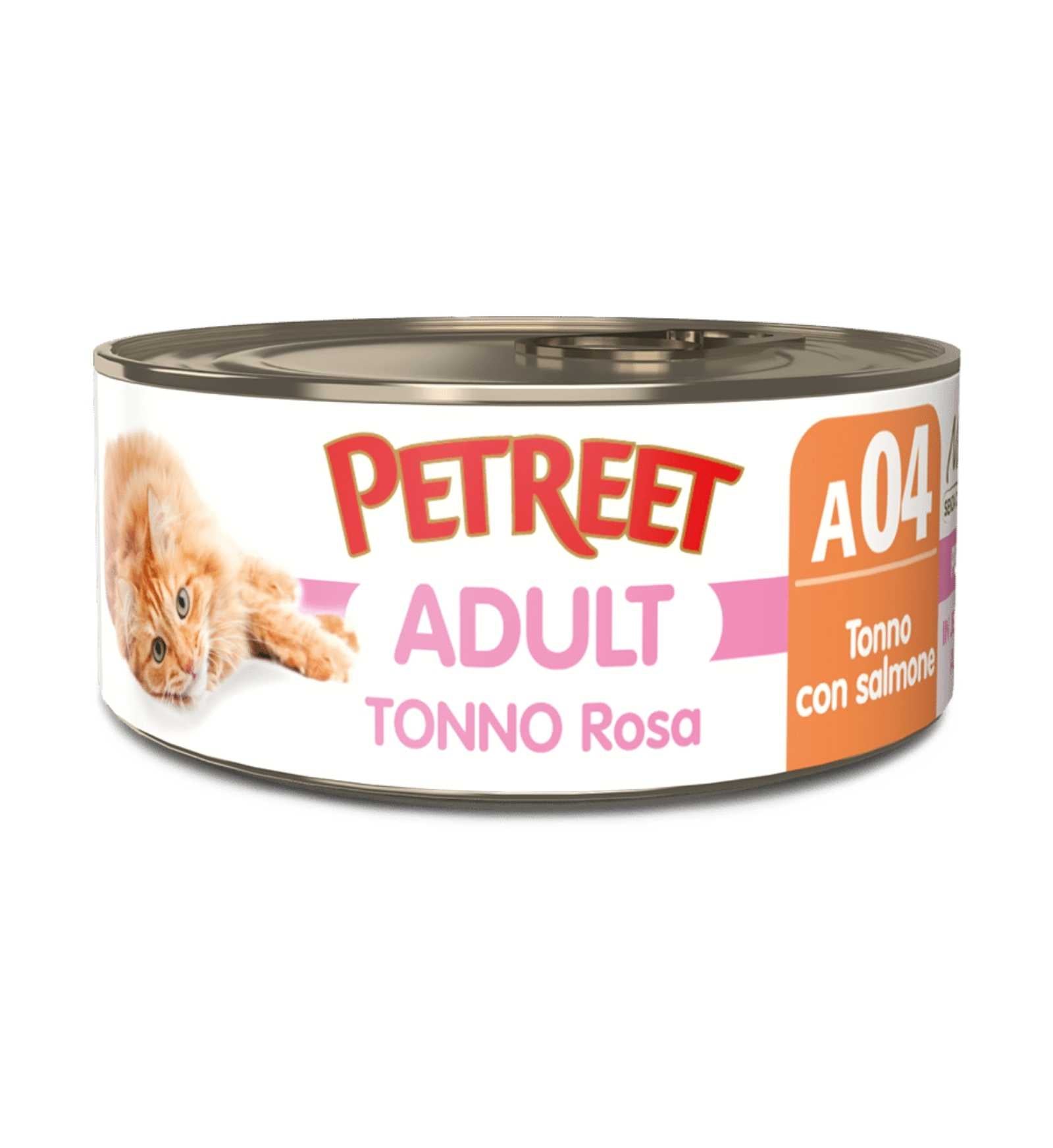 PETREET GATTO A04 TONNO ROSA E SALMONE DA 70 GR IN LATTINA